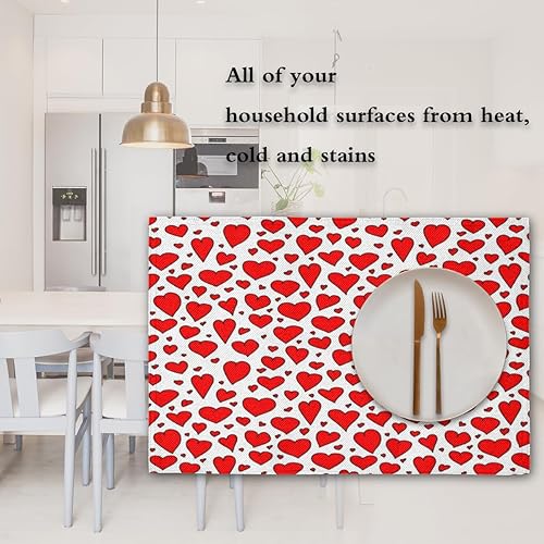 Miniatura 6 de Love Heart - Juego de 6 manteles individuales de tela de 12 x 18 pulgadas, manteles individuales cuadrados para mesa de cocina, resistentes al