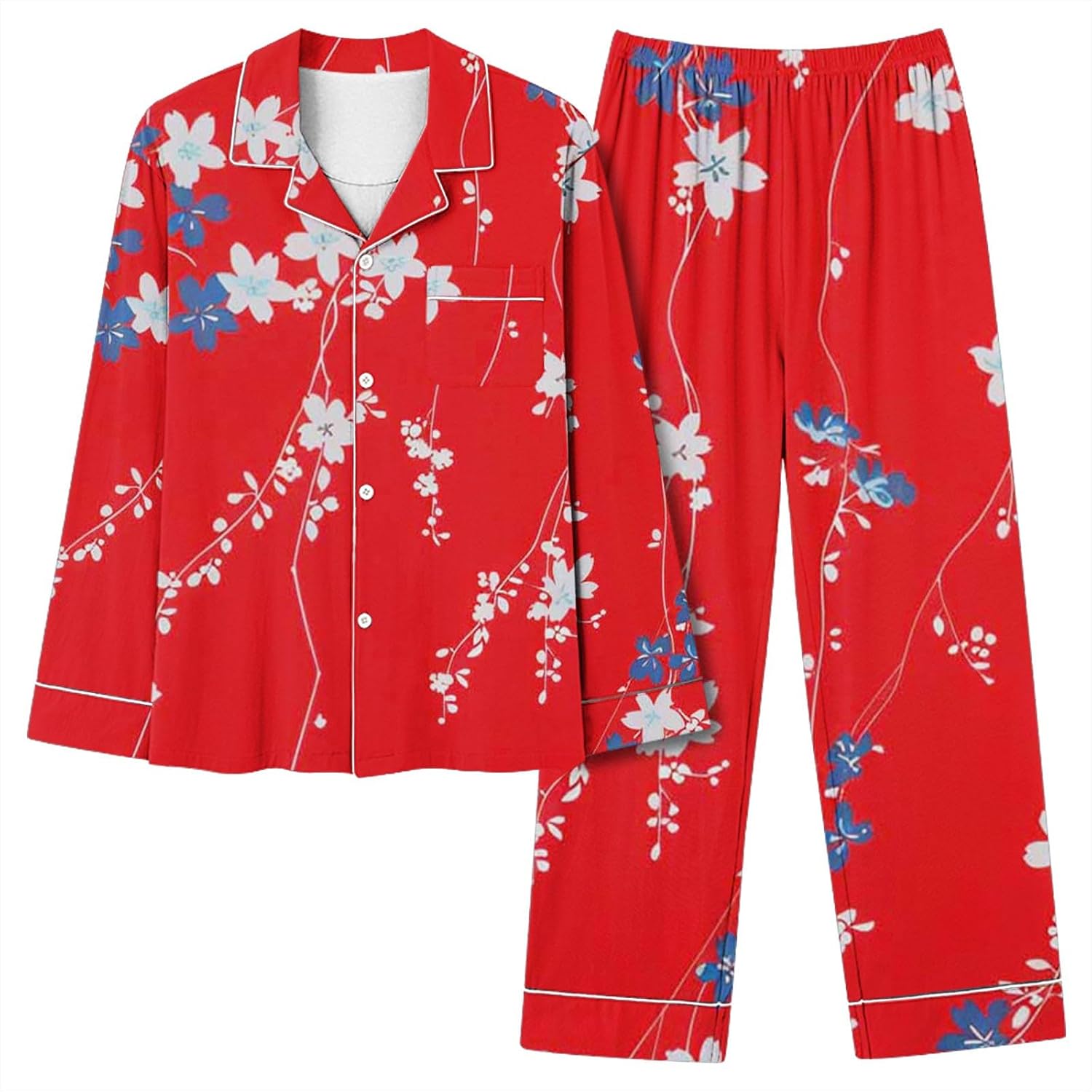 Rif.8917 Pigiama donna winter holiday in coral con collo tre bottoni