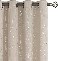 Vista 319 de BGment Room Darkening Curtains 95 Inches Long, Grommet Thermal Insulated Blackout Curtains with Wave Line and Dots Printed for Bedroom, 2 Panels