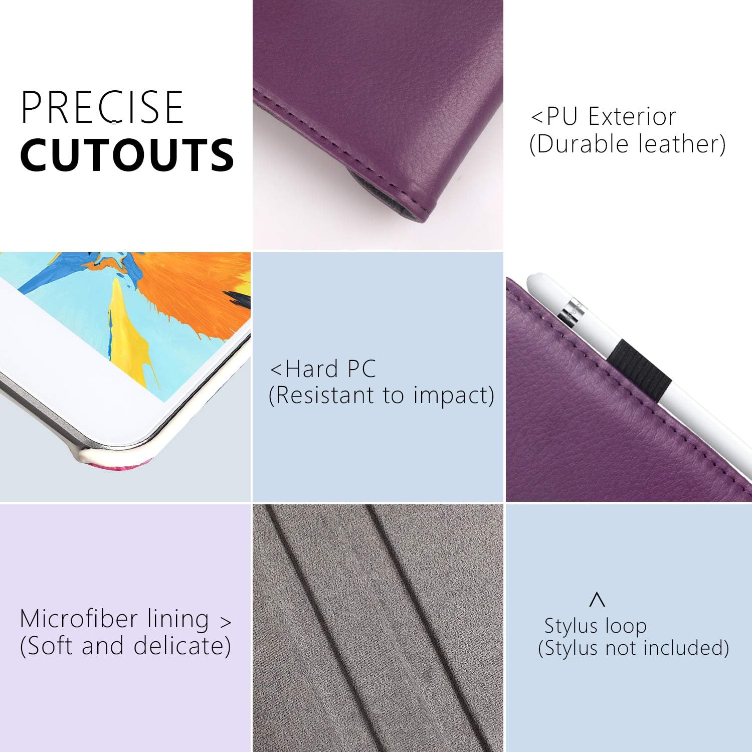 iPad Mini 1/2/3 Case 360 Degree Rotating Stand Case Cover with Auto Sleep/Wake Feature Smart PU Leather Cover for iPad Mini 3 case/ipad Mini 2 case/ipad Mini 1 case (AA-Purple)