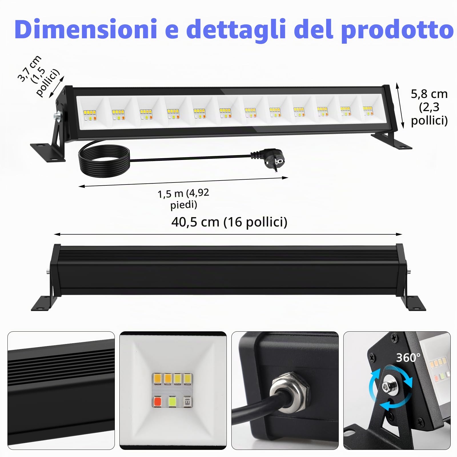 T-SUN 50W Barra LED RGB, 4 Pezzi RGB Faretto LED Esterno, Faretti Colorati Intelligente con Telecomando/APP/Memoria/Timer/Impermeabile IP66 per Scenari Bar Festa Giardino