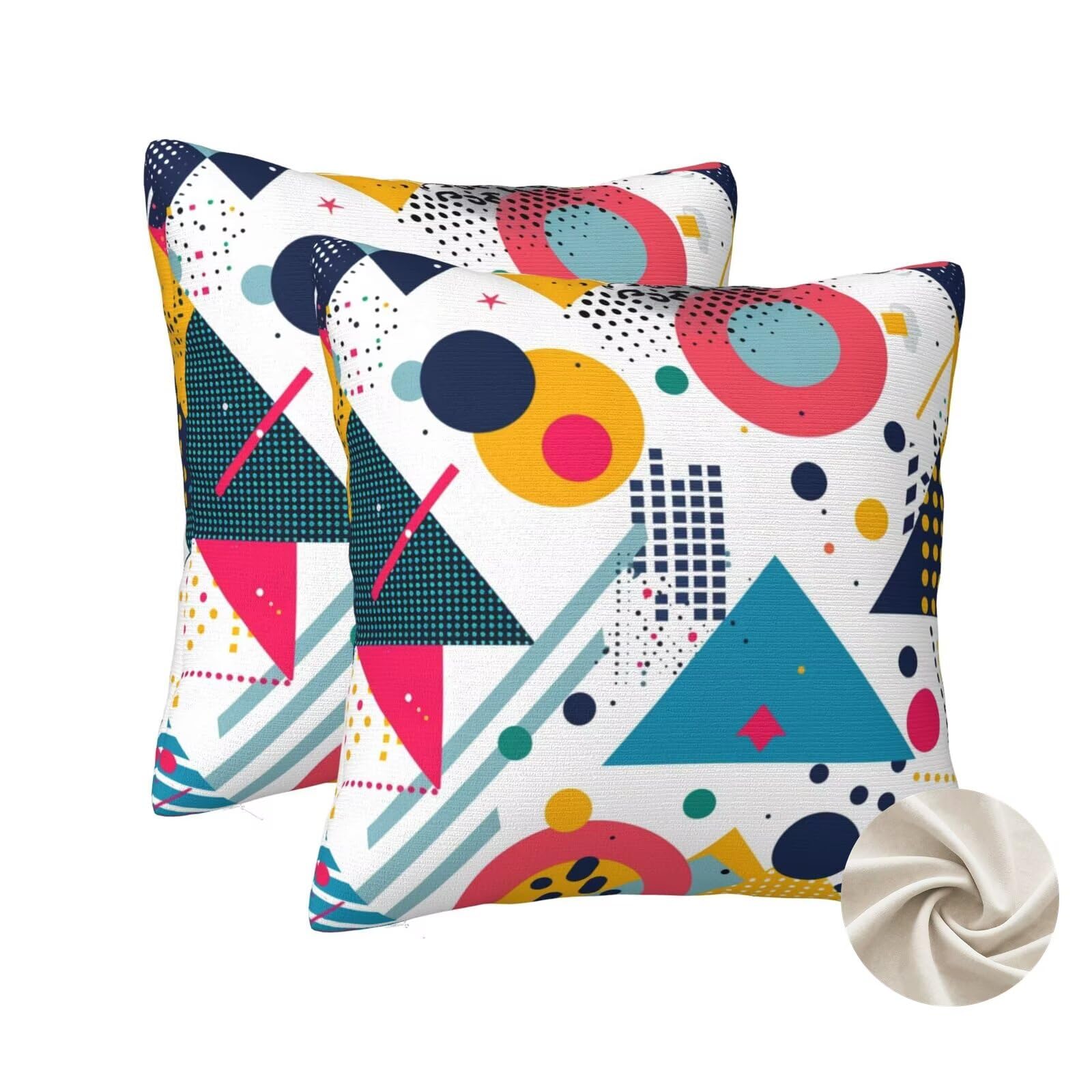 Housses de coussin géométriques vintage au format 50x50 cm avec fermeture éclair invisible
