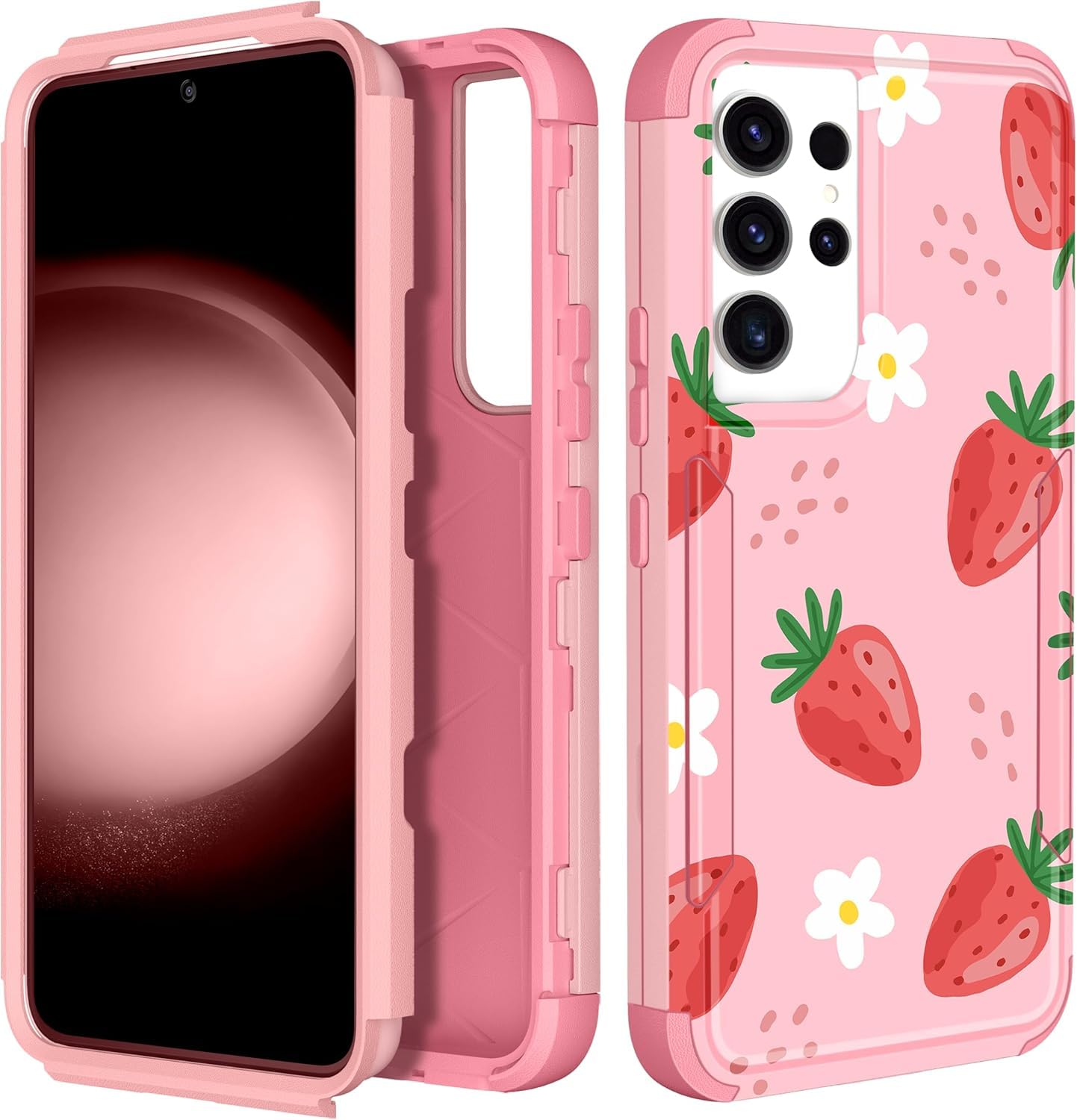 Plakill for Samsung Galaxy S21 Ultra Case - Women Cute Girls Phone Cover Cool Aesthetic Unique Design Teen Kawaii Strawberry Heavy Duty Protective