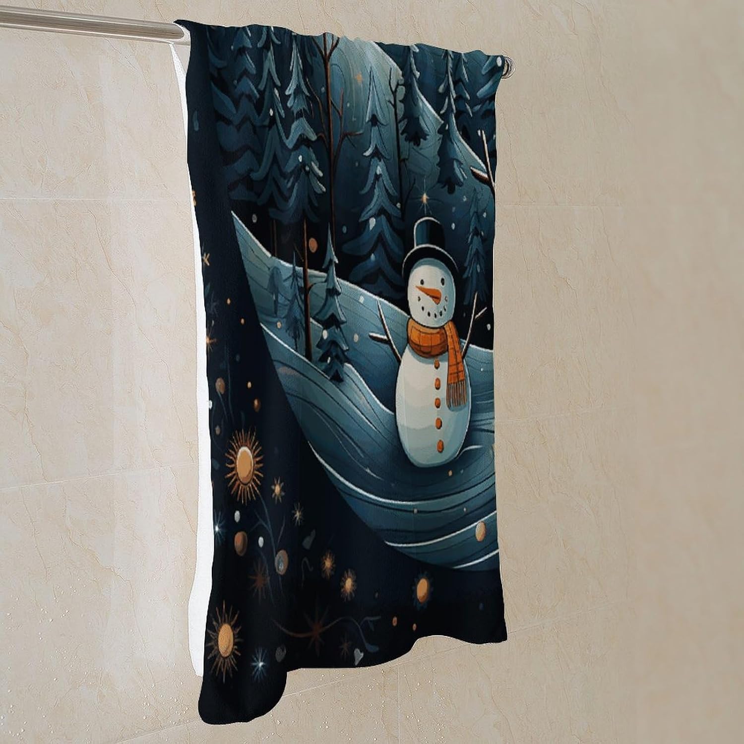 Christmas Santa Penguin Towel Vacation Accessories Essentials Soft Lighterweight，Bath Towel for Adults Women Men，Bath Towels Gift for All Occasions, Machine Washable.