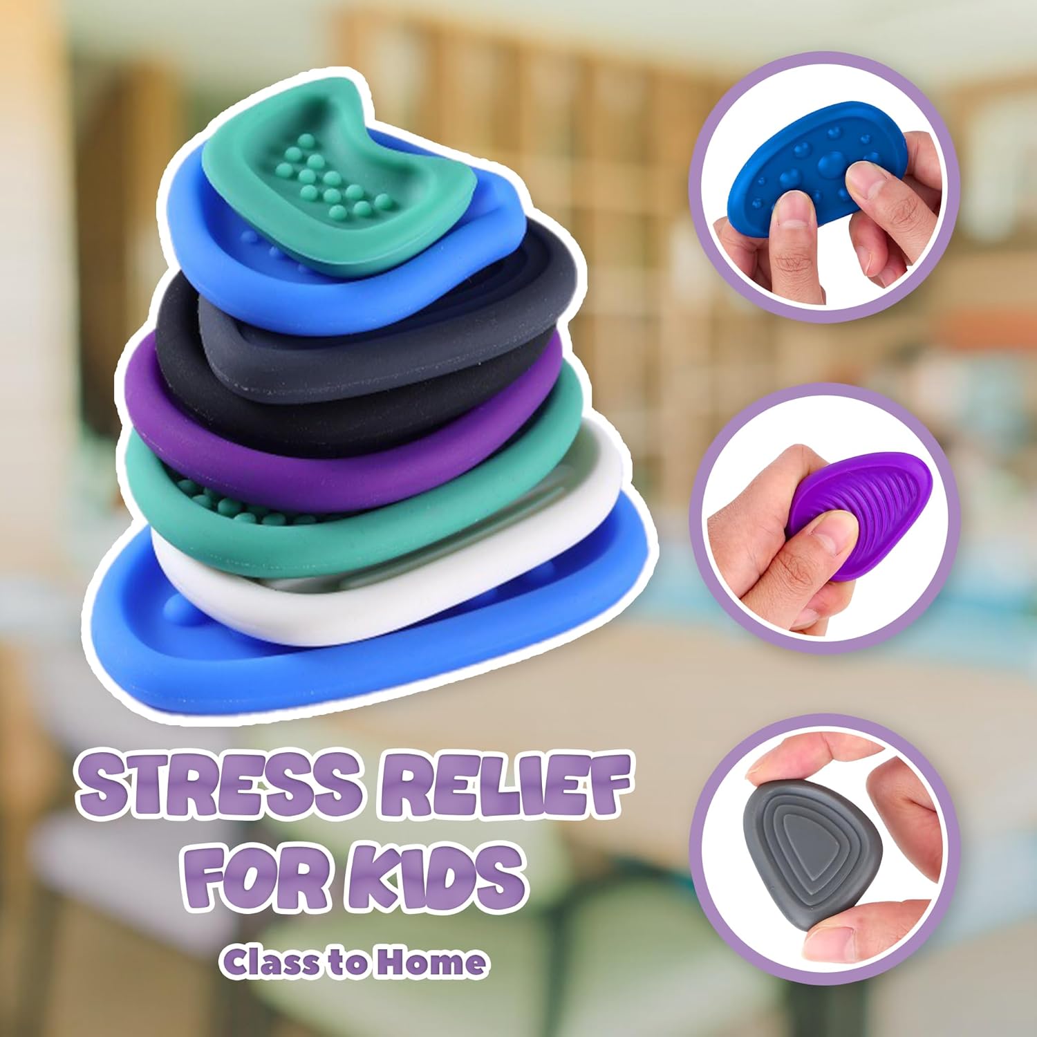 Fidget Toys Adults Sensory Stone - Textured Anxiety Relief Toys for Autism & ADHD, Tactile Calming Classroom Prizes, Office Coworker Gifts for Children (Set of 8)