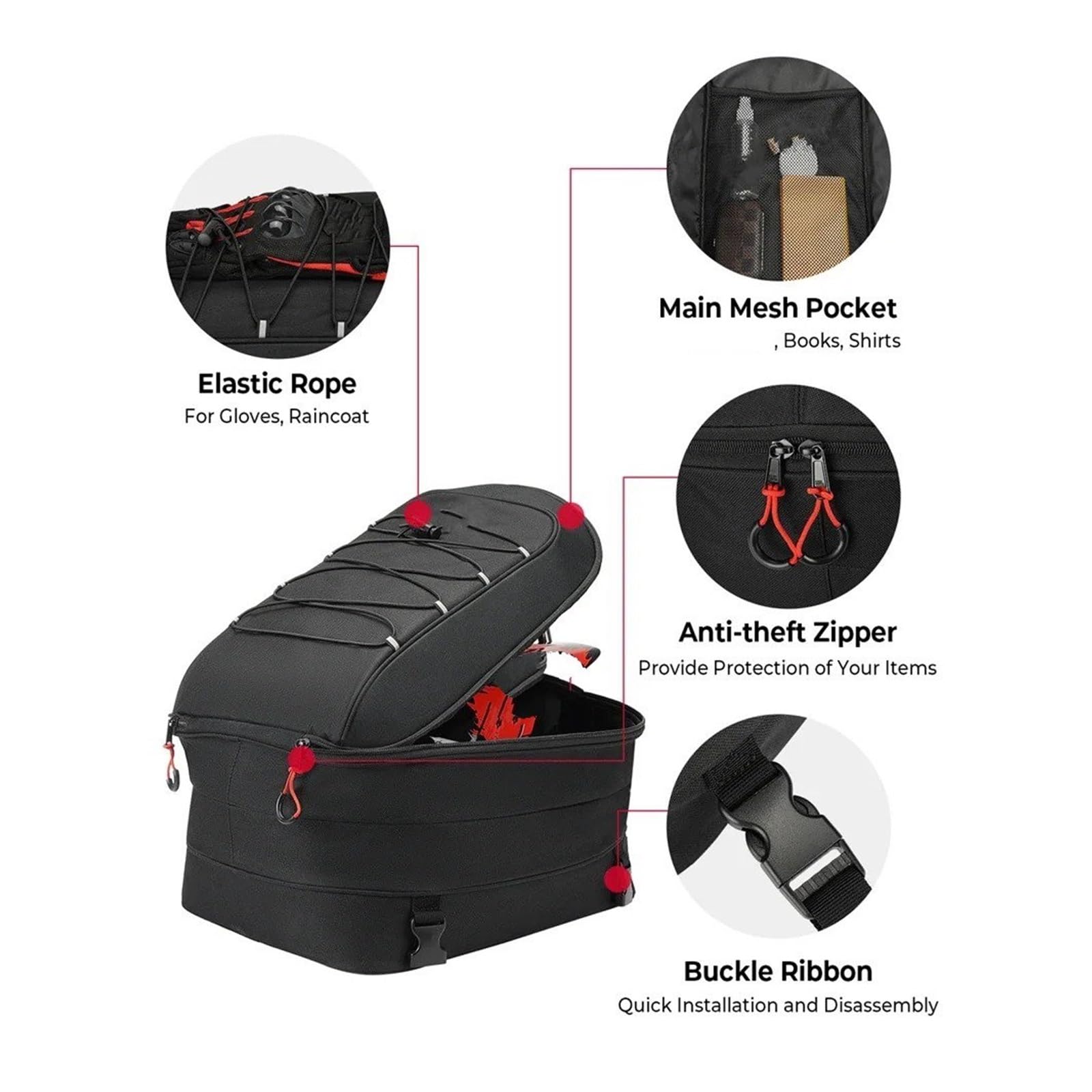 Borsa Moto Borse Coda Per Moto Universali Maggior Parte Delle Borsa Sedile Posteriore A Doppio Uso Zaino Casco Viaggio Espandibile Selle Moto Bagagli(22L-34L)
