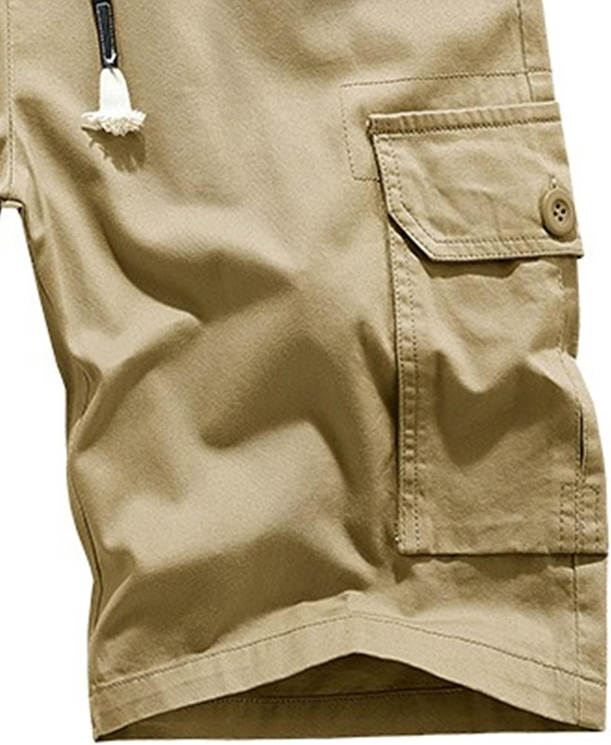 Maiyifu-GJ Men's Cargo Shorts Cotton Casual Lightweight Hiking Shorts Elastic Waist Drawstring Multi-Pocket Short Pants