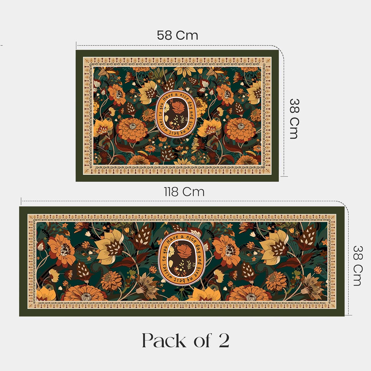 Kitchen Rugs Sets 2 Piece Non-Slip WaterAbsorb Kitchen Runner Rug Kitchen Rugs and MatsStanding Mat Kitchen Floor Mats Kitchen Mats (M16) — Amazon image 2