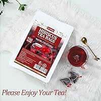 Vista 8 de Premium Hibiscus Tea Bags,100 Tea Bags/7.06 Oz,100% Pure Dried Hibiscus Flower,Natural & No Additives,Caffeine Free.