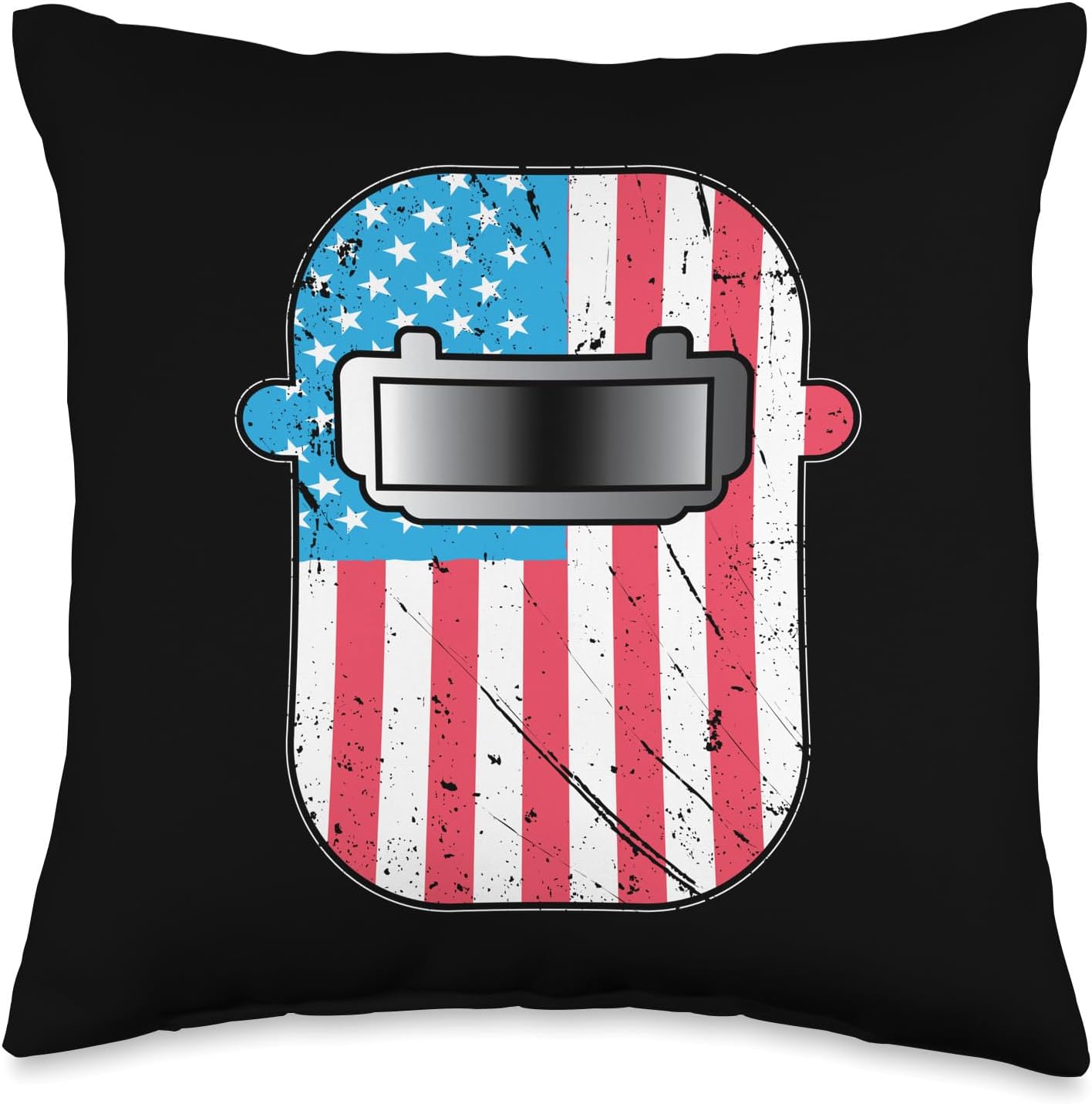 Patriotic Ironworker Union Worker Gift American Flag Welding US Welder Fanatic USA Steel Fan Throw Pillow, 16x16, Multicolor