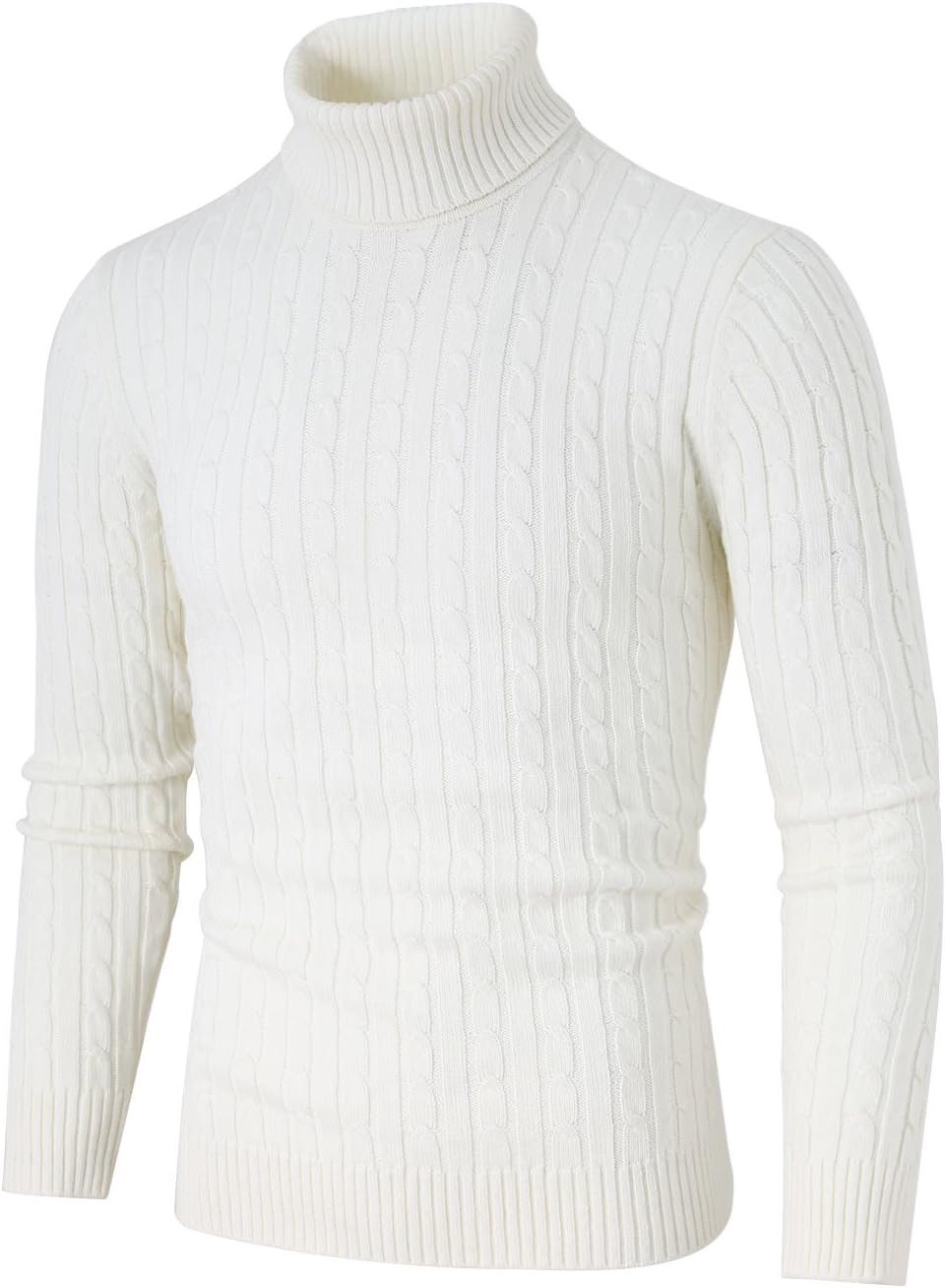 Turtle Neck Ribbed Cable Knit Sweater 