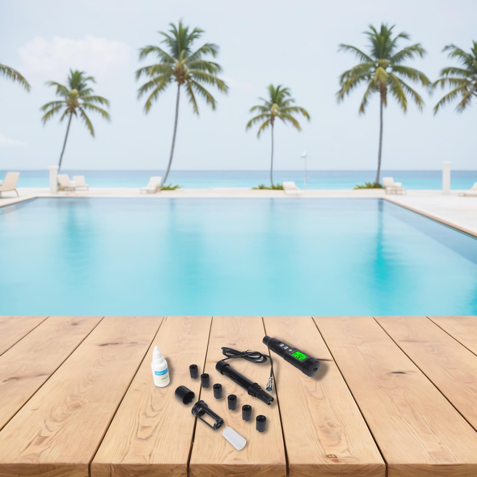 Kit per test dell'acqua della piscina con misuratore di ossigeno disciolto per piscine, acqua di mare, acquari, RODI e birra casalinga – Tester di ossigeno con compensazione e calibrazione automatica