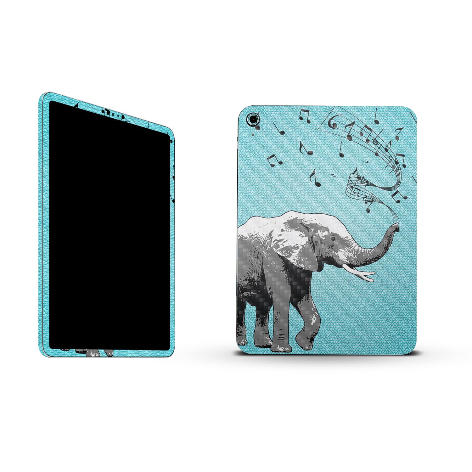 MightySkins Carbon Fiber Skin Compatible with Apple iPad 10.9" 10th Gen (2022) Full Wrap Kit - Musical Elephant | Protective, Durable Textured Carbon Fiber Finish | Easy to Apply | Made in The USA
