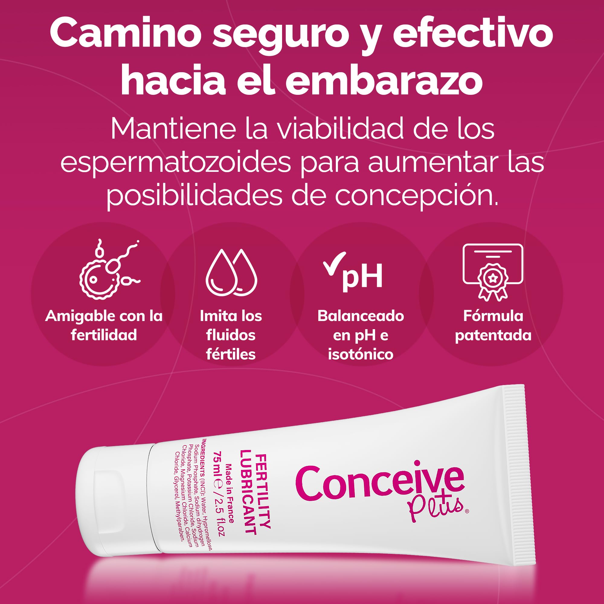 Conceive Plus Gel Lubricante de Fertilidad, Lubricante Amigable con la Fertilidad para Parejas que Intentan Tener un Bebé - 75ml / 2.5 fl oz