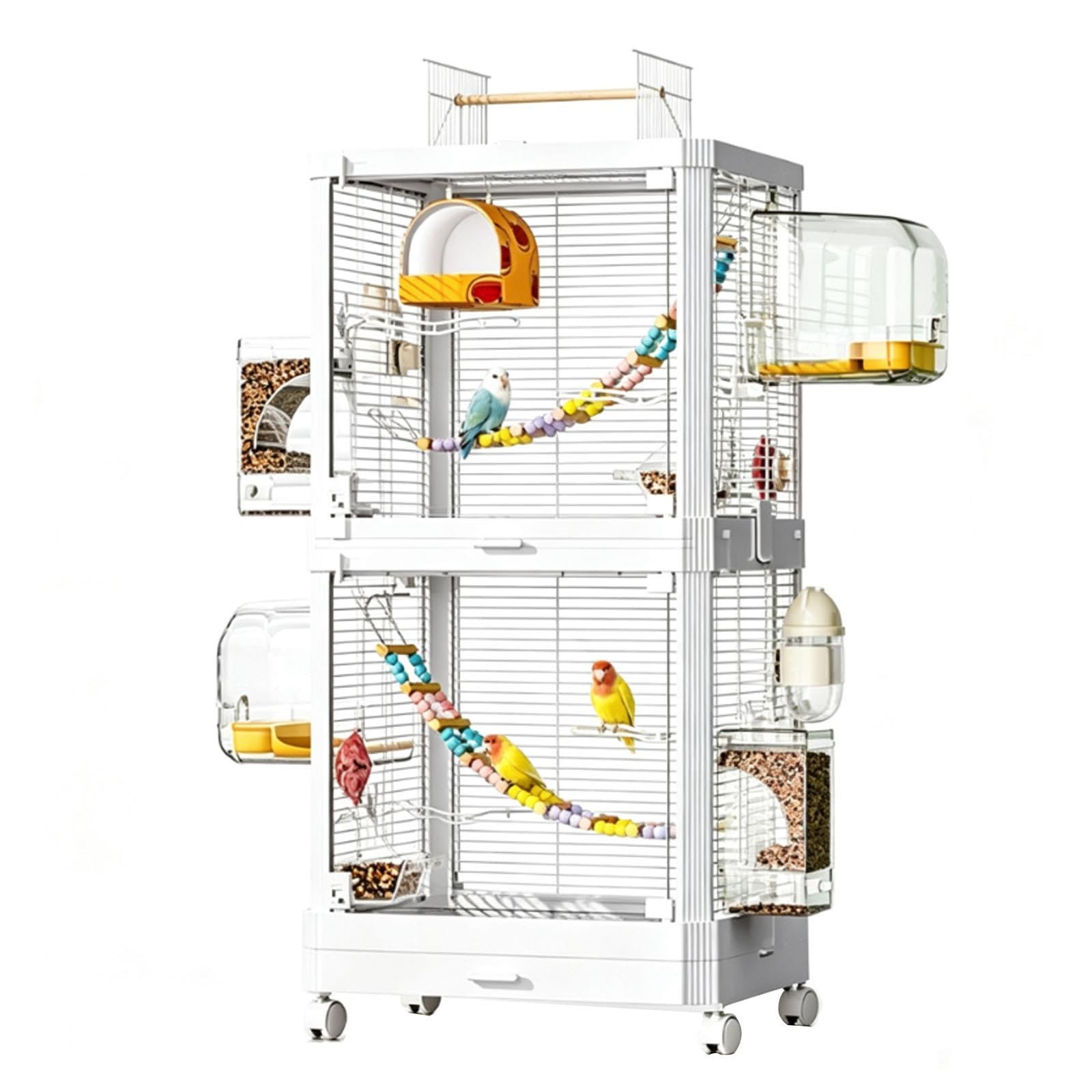 Cage à Oiseaux Transparente Grande avec Lucarne, pour Perruche Calopsitte