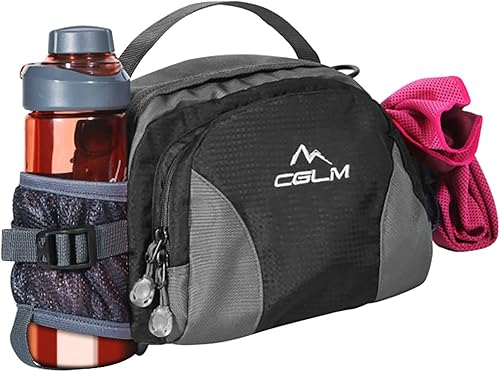 Riñonera de senderismo con soporte para botella de agua para hombres y mujeres al aire libre, caminar, correr, lumbar compatible con teléfonos