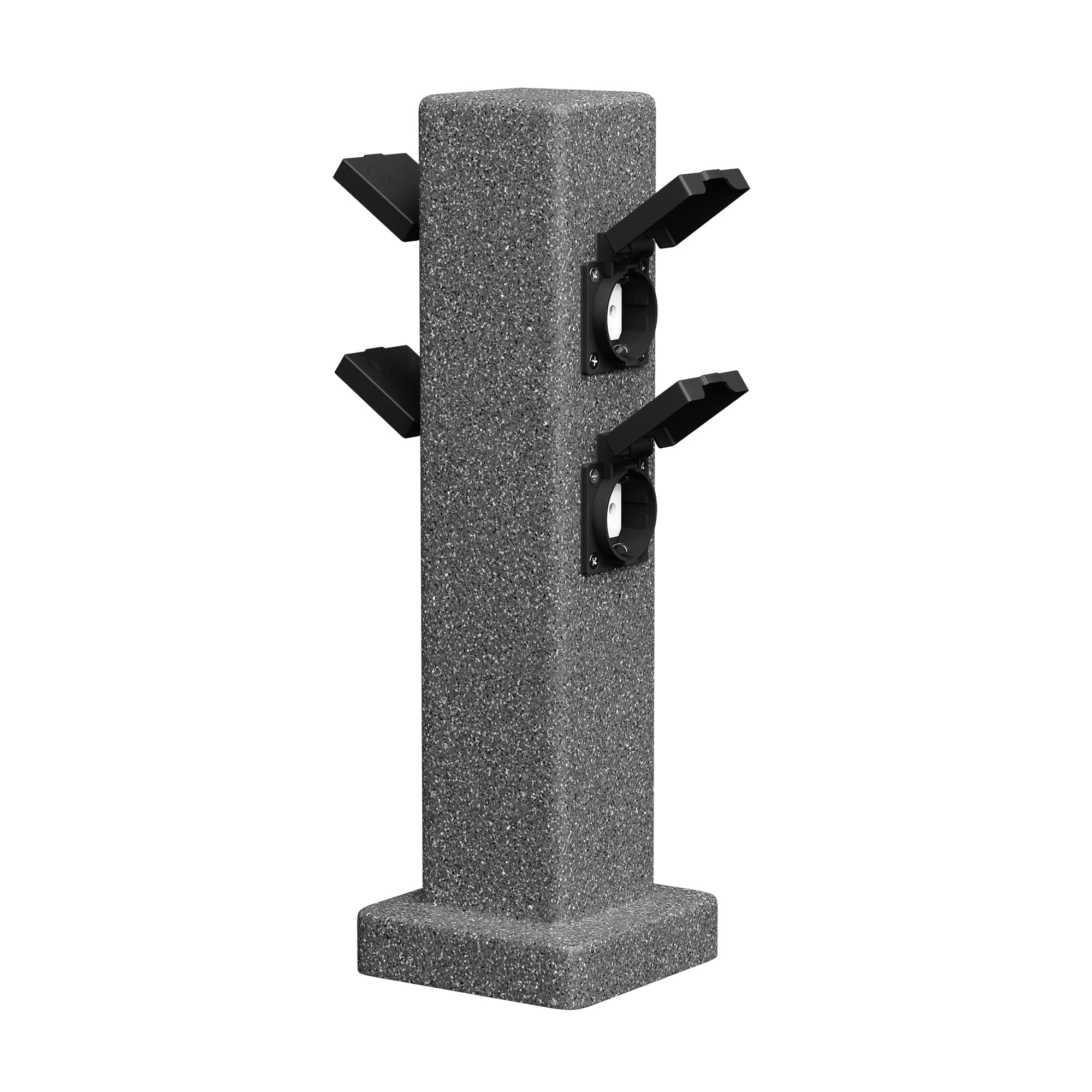ledscom.de Colonnina con 2 prese da giardino POCK per esterni, IP44, a 4 prese, antracite (effetto pietra), squadrata, 40 cm