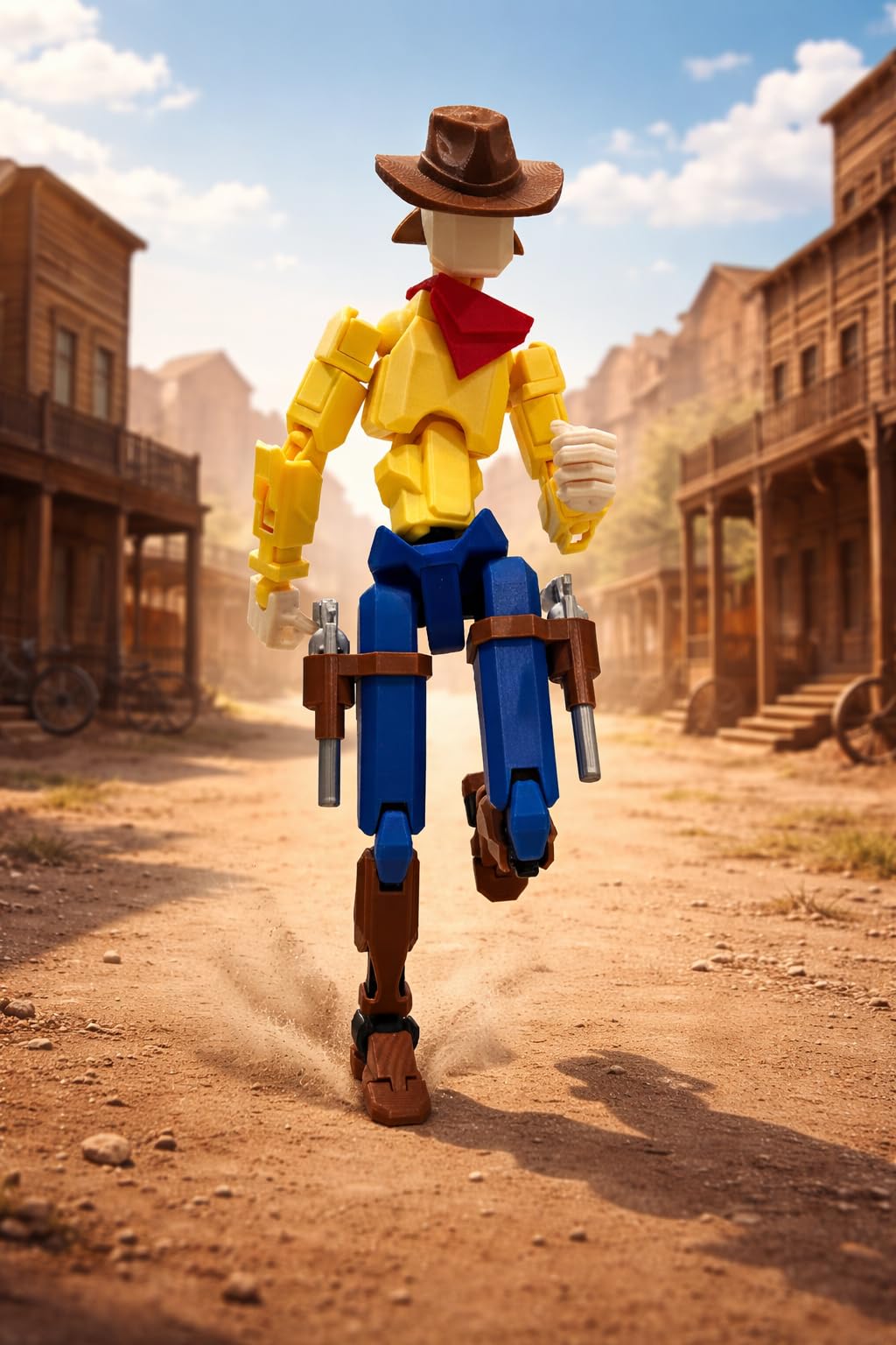 GENÉRICO Figurka akcji 13 XL Dummy Cowboy XL 30 cm Titan 13 przegubowa lalka zachodnia - szeryf Dummi - strzelec, westernowy bohater z 22 rękami, karabin, 2 pistolety, kapelusz i baza wystawowa