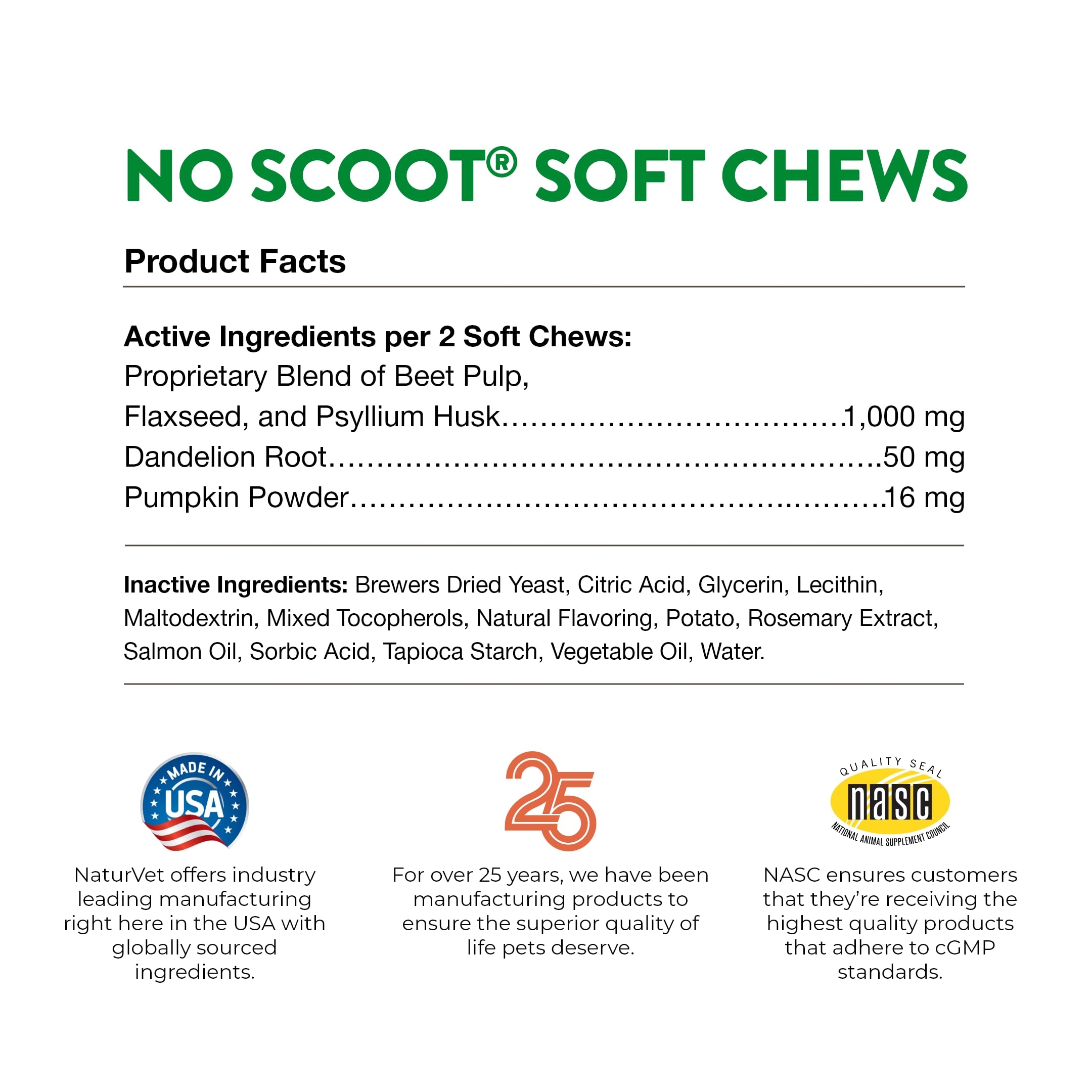 NaturVet No Scoot Plus Pumpkin Soft Chew Support Healthy Bowels for Dogs 120 ct