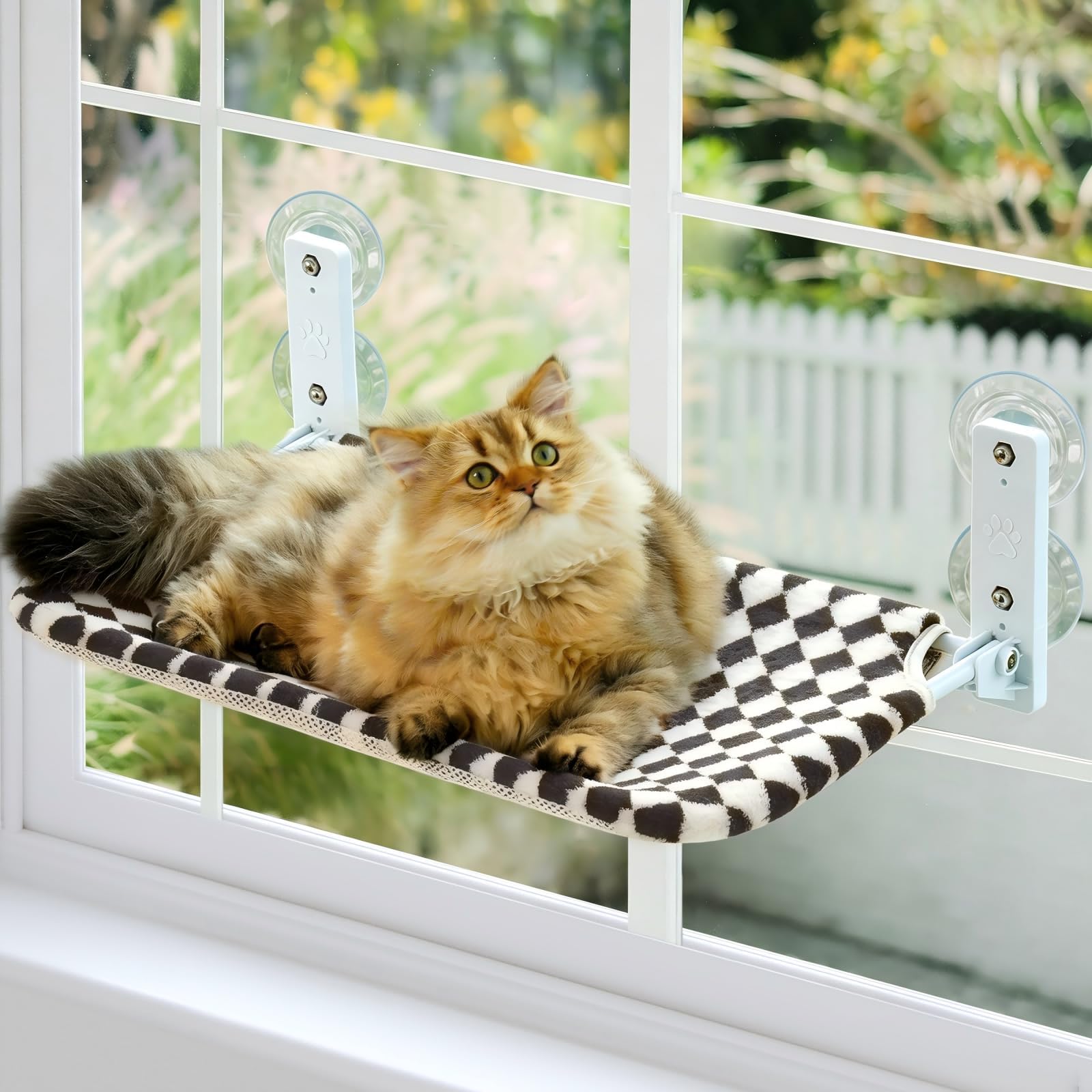 EDAGNY Cat Window Hammock Bed, Foldable Perch 54x30cm with Powerful Suction Cup up to 18kg, Reversible Washable Cover for Indoor Cats