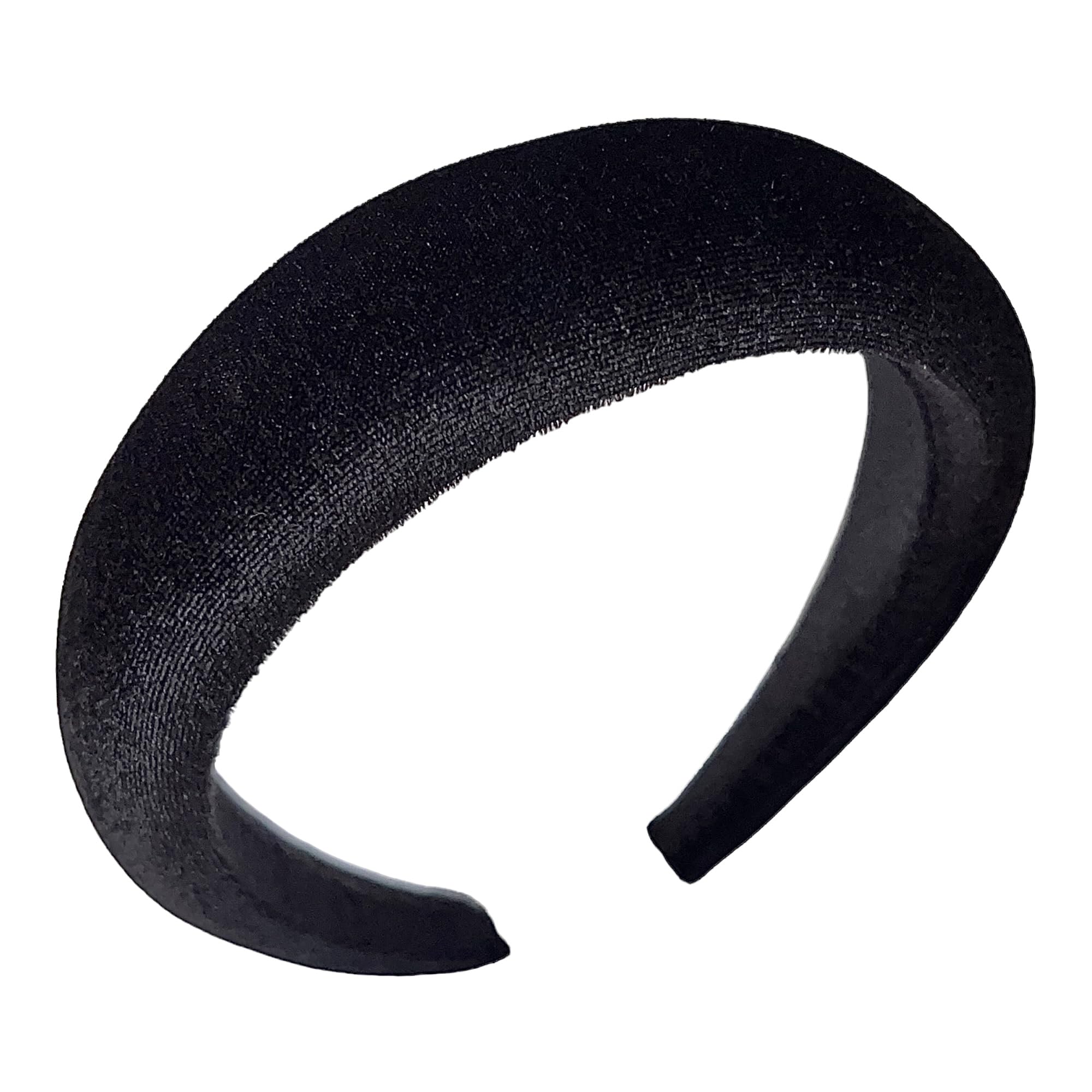 Leonyvie Velvet Padded Puffy Soft Headband, Black Thick Headband (4 CM Wide) - Image 2 thumbnail
