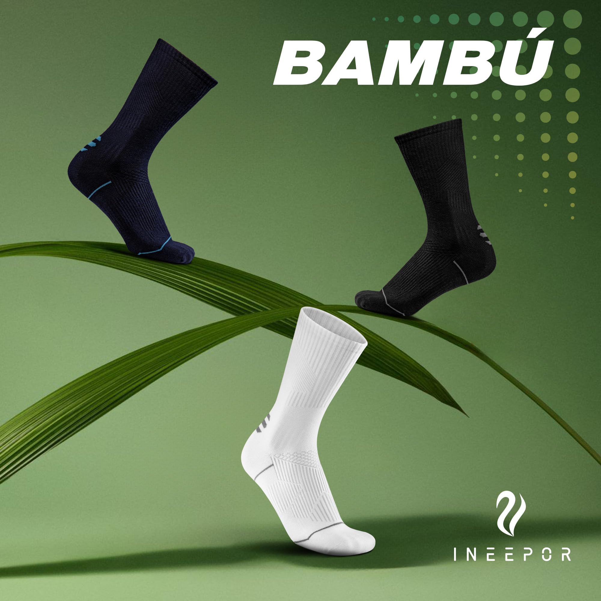 ineepor 6 Pares Bambú Calcetines de Compresión Hombres/Mujeres – Ligera, Sin Costuras, Transpirantes, Anti-Olor – Carrera, Senderismo, Bicicleta