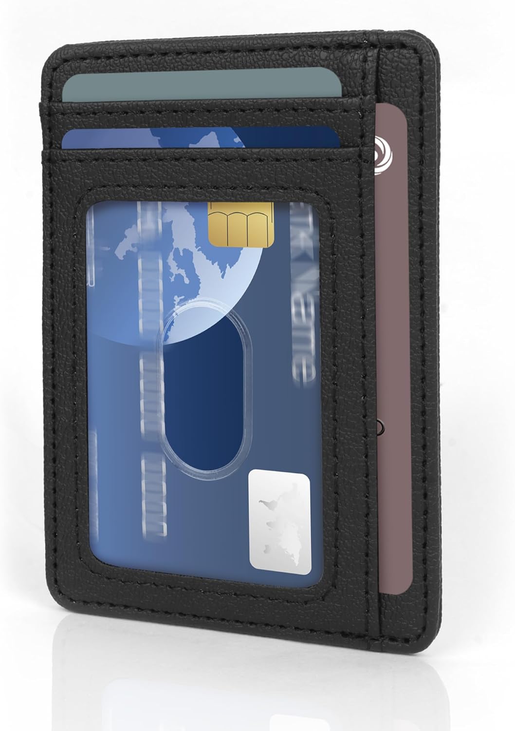 Iridsmole Credit Card Holder Wallet, Leather Card Holder Slim Wallet, RFID Blocking Women Card Wallet for Cards Bank Notes ID Window