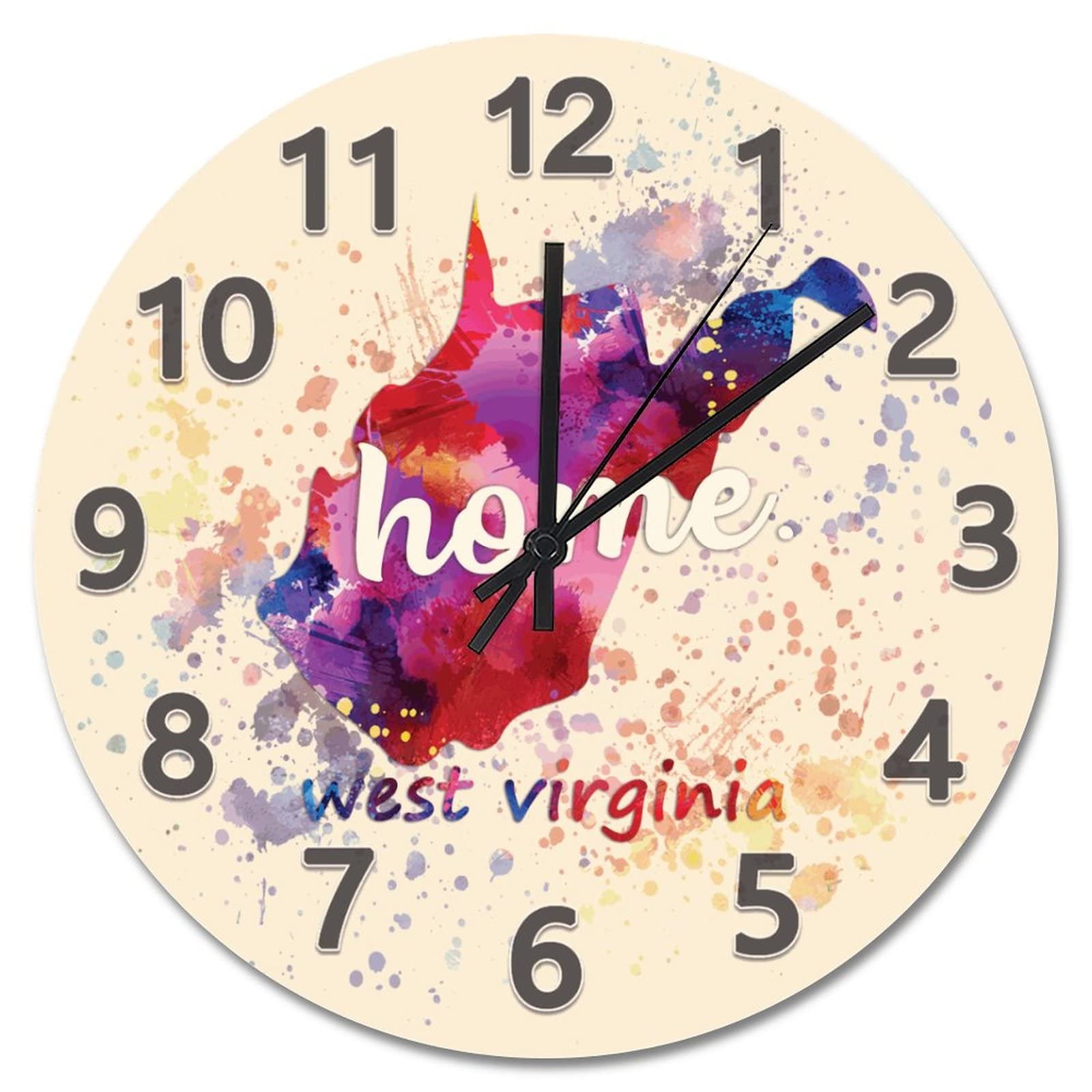 Horloge murale aquarelle ronde ambiance ferme pour salon et decoration