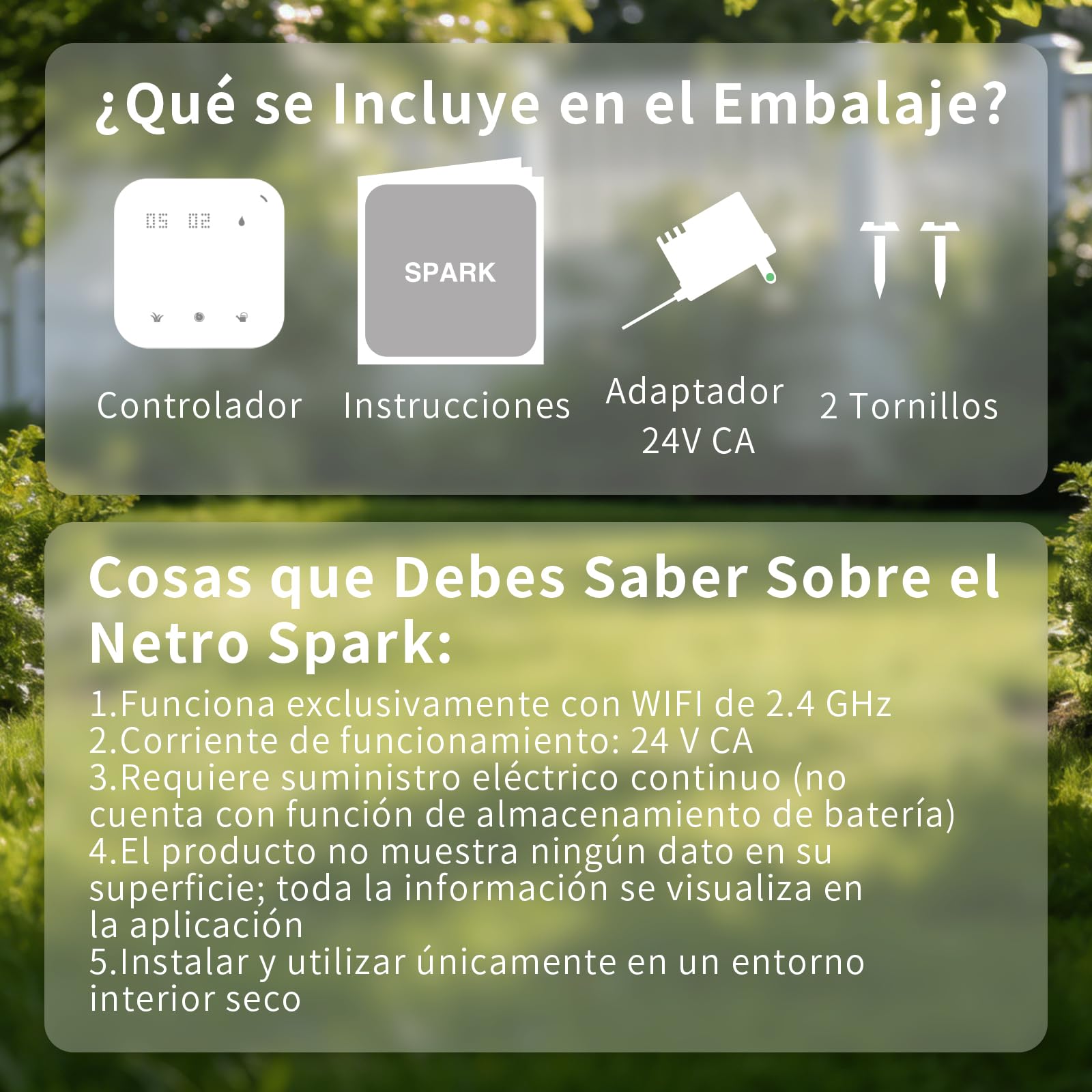 Netro Spark 16Zone Botones Touch Programador Riego WiFi Para Césped Con App | Serv Meteorol, Datos de Plantas,‌ Programa de Riego, Salto Lluvia, Riego Automático con Sensor Netro, Historial‌,Uso Interior
