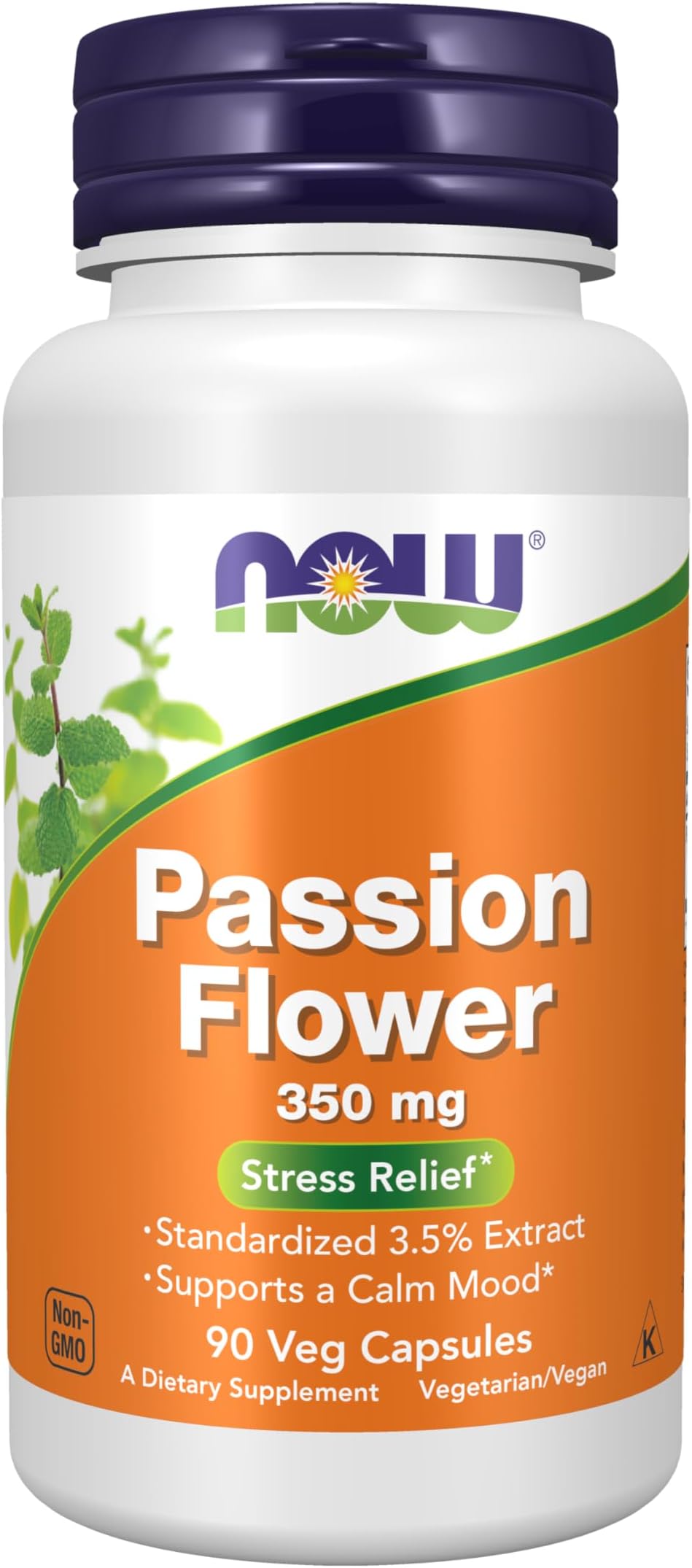 NOW Supplements, Passion Flower (Passiflora incarnata) 350 mg, Natural Stress Relief*, 90 Veg Capsules