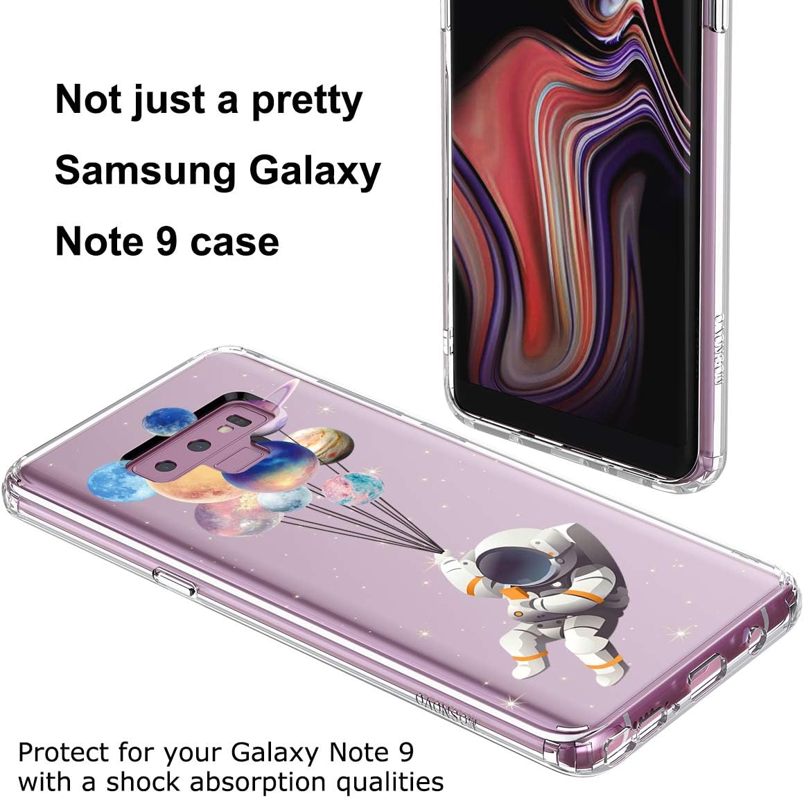 MOSNOVO Galaxy Note 9 Case, Astronaut Planet Pattern Clear Design Printed Transparent Plastic Back Hard Case with TPU Bumper Protective Case Cover for Samsung Galaxy Note 9