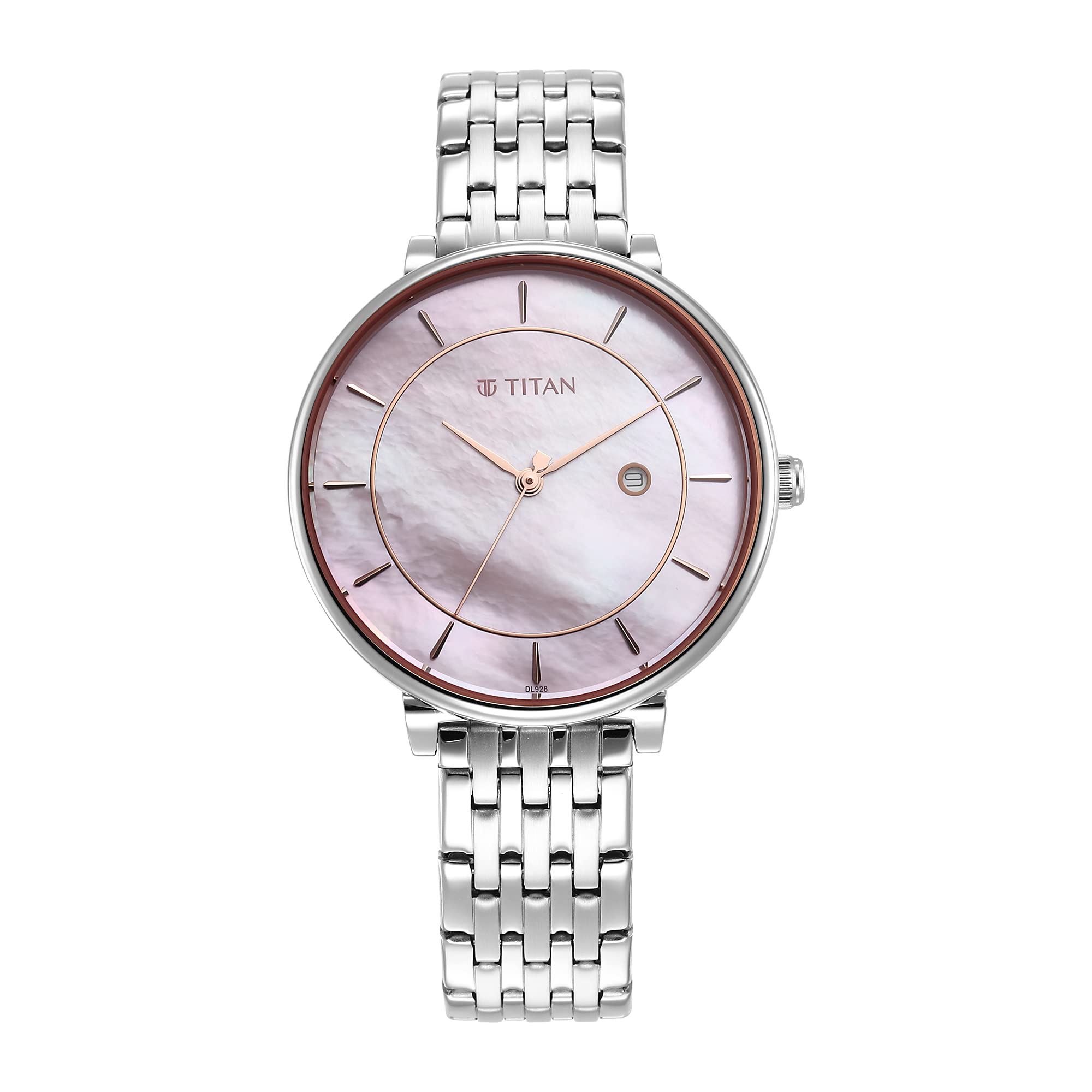 Titan Premium Workwear Mother of Pearl Dial Analog with Date Stainless Steel Strap Watch for Women-NS2673SM02 (B0BFM6ZHCL) Amazon Price History, Amazon Price Tracker