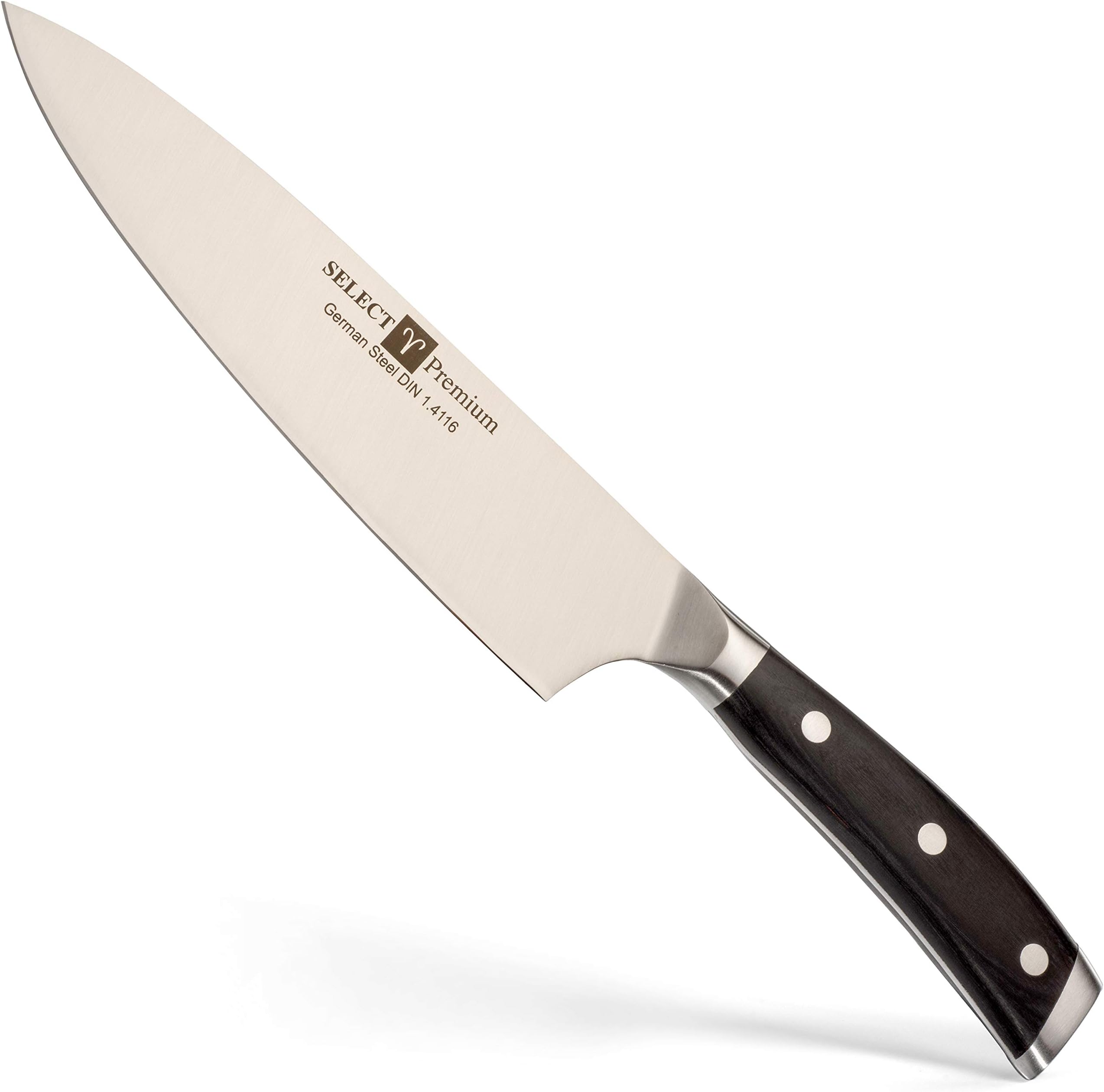 Chef Knife by Select Housewares - 8-inch Chef Knife - Razor Sharp Stainless - Steel Kitchen Knife - Multipurpose Cooking and Utility Knife with Non-Slip Ergonomic Comfort Handle