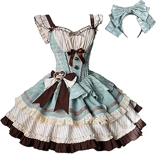 [MODKOKU] ロリータ JSK ジャンパースカート ワンピース レディース チェック柄 リボン レース dress 洋服 フリル 宮殿風 花嫁風 森ガール ティアード アイドル 衣装 姫様 お嬢様 ロリィタ 仮装 Lolita 春 夏 秋