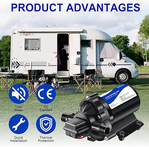 Miniatura 5 de Bomba de transferencia de agua autocebante de 110 V CA, bomba de refuerzo de alta presión 4GPM 45PSI, bomba de riego de jardín de diafragma de acero