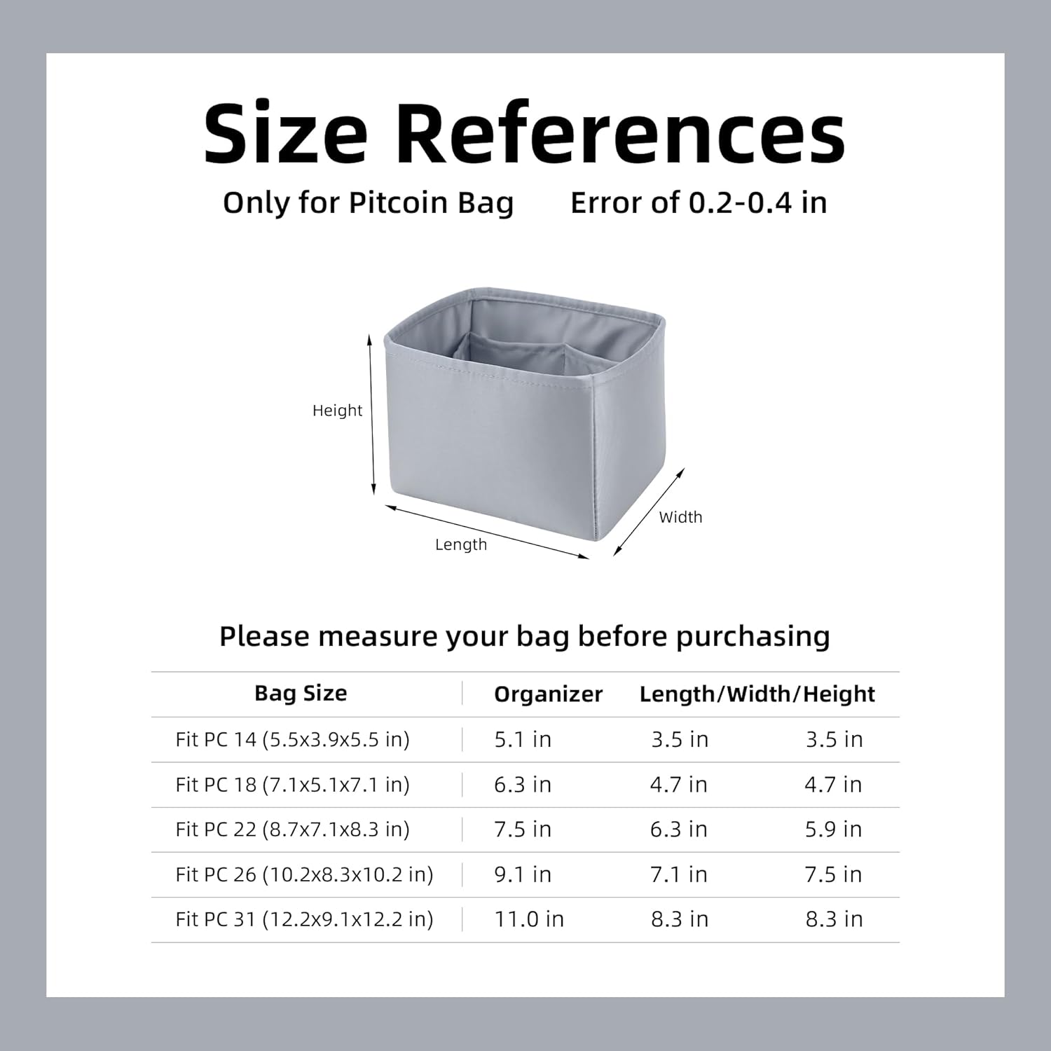 DGAZ Purse Organizer Silky Smooth Fits picotin 18/22 Bags,Silk,Luxury Handbag Tote in Bag Shapers (Bleu Pale, PC18) - Image 6