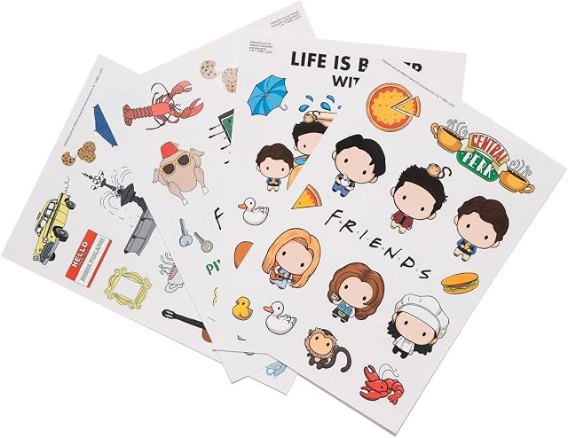 Friends Stickers Gadget Decals - Waterproof and Reusable Stickers, 12 x 5