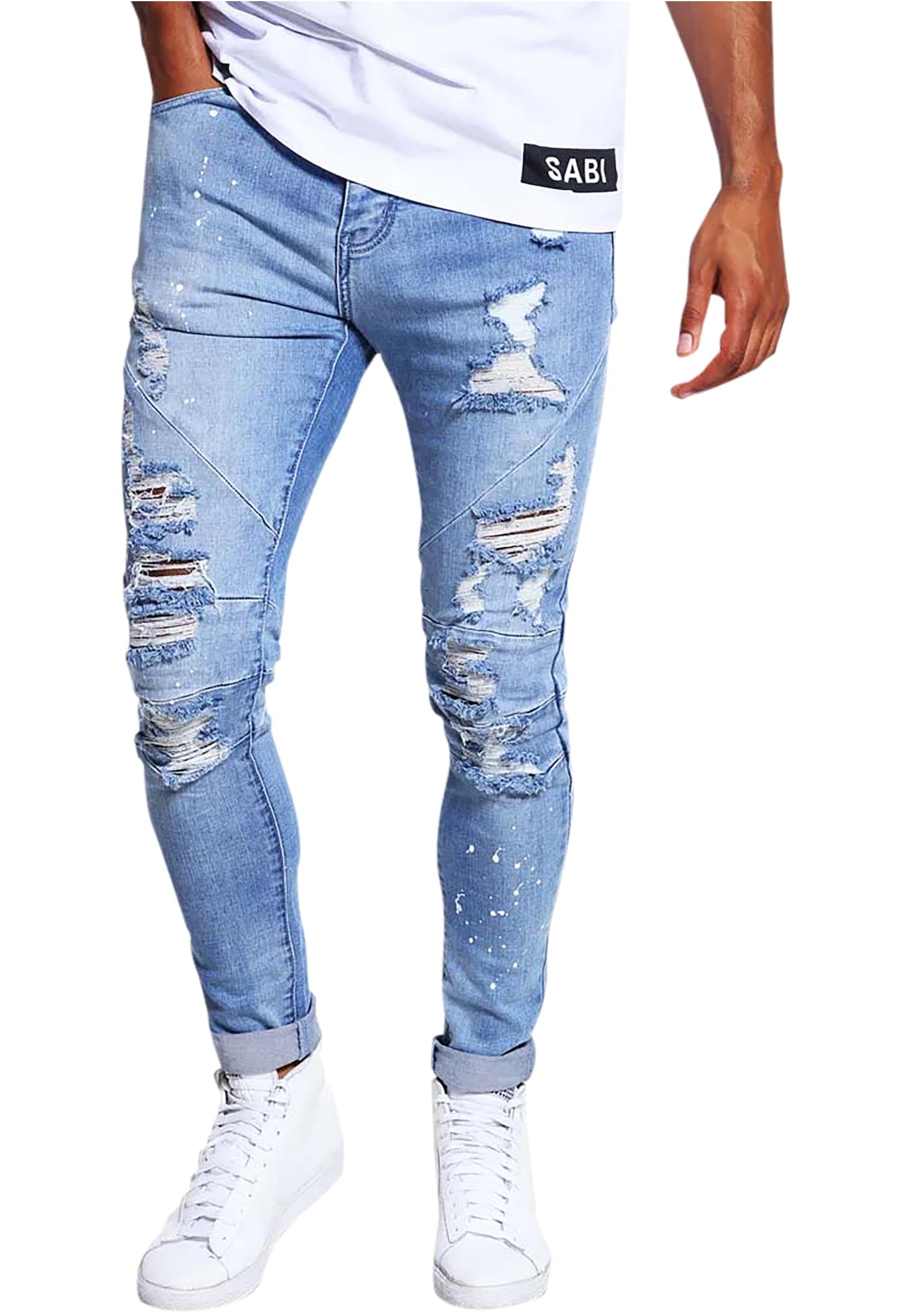 Cayler & Sonsjeans Tapered Fit - Distressed Light Blue/White-image