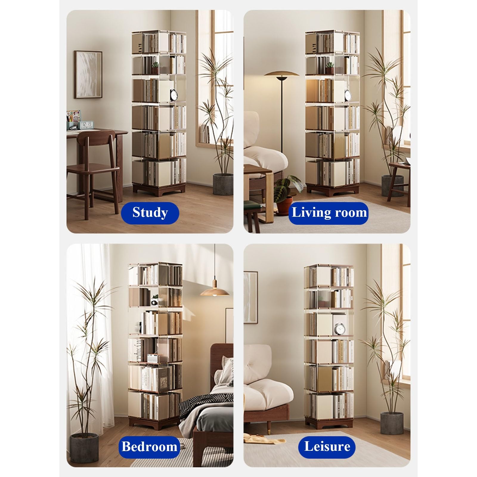 uyoyous Libreria girevole a 5 livelli, colore bianco, girevole, per la