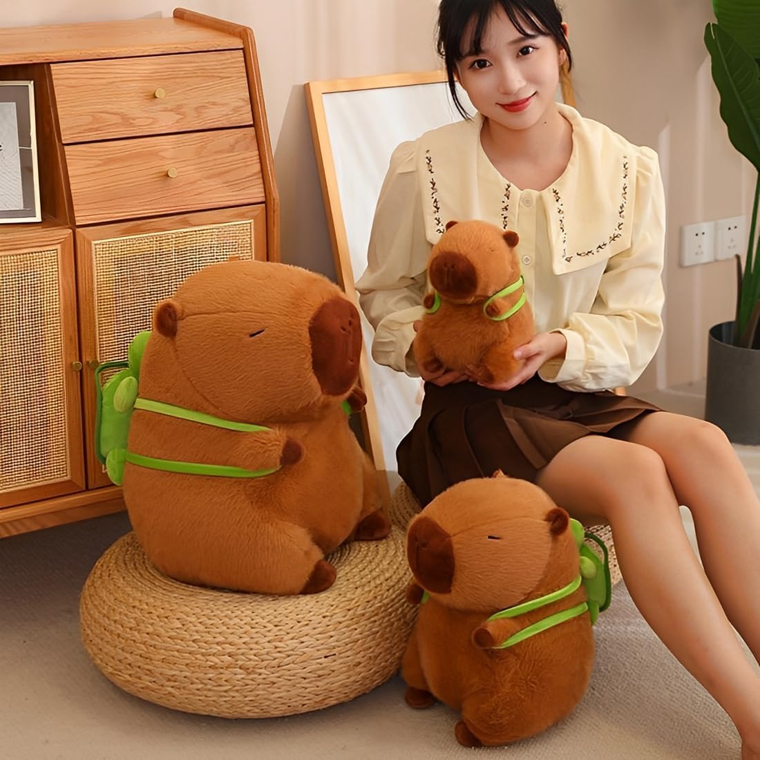 JPORSHU Capybara Plush Toy,16inch Capybara Plush with Turtle Backpack, Kawaii Stuffed Animal and Home Decor Gifts - Image 2