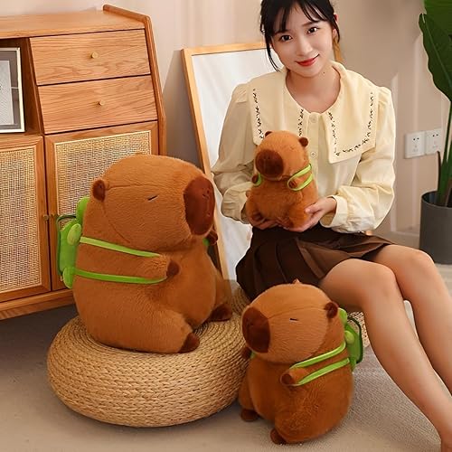 Miniatura 4 de JPORSHU Capybara - Juguete de peluche Capybara de 14 pulgadas con mochila de tortuga, animal de peluche Kawaii Capybara y regalos de decoración del