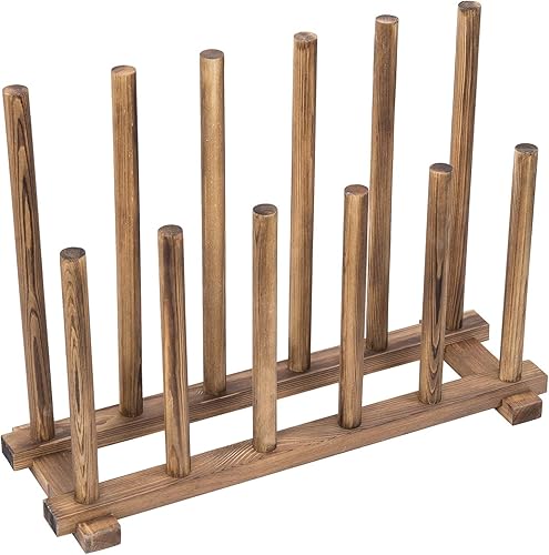 Miniatura 6 de MyGift Soporte rústico para botas de piso de madera maciza marrón quemado, soporte organizador de almacenamiento de zapatos de entrada de madera con