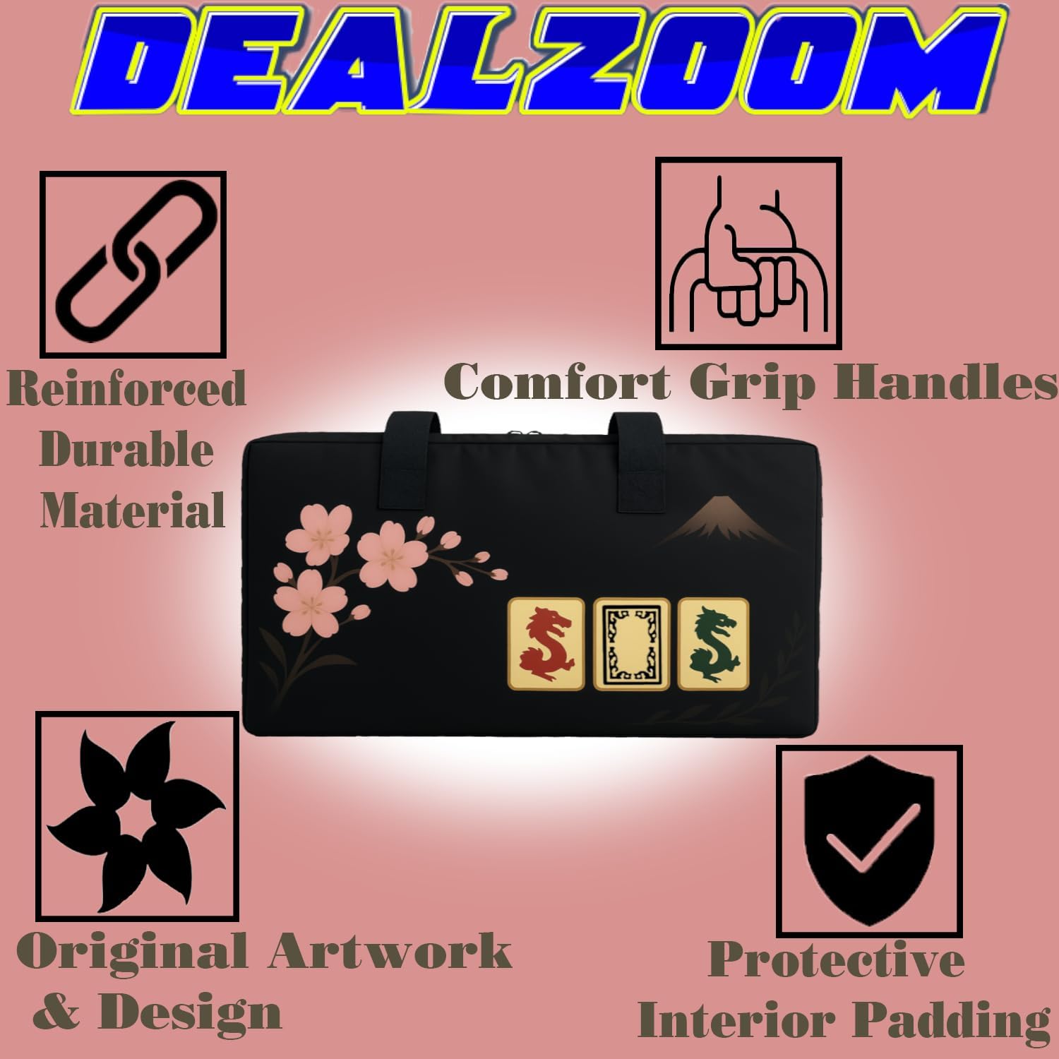 American Mahjong Set Complete, Full Game with 166 Mahjong Tiles, Mahjong Racks with Pushers, Instructions, Dice, Chips, Wind Indicator & Mahjong Accessories in Mahjong Bag (Dragon Bloom)