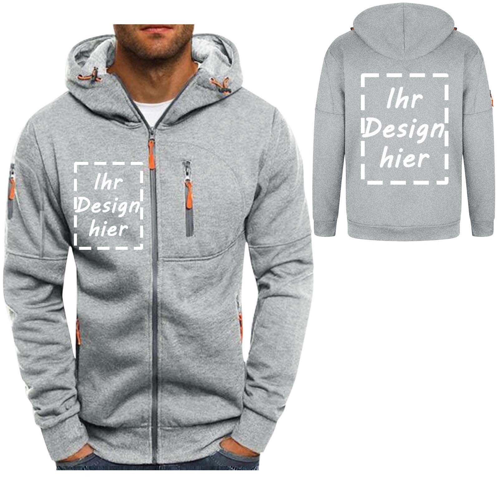 Personalisierte Hoodie mit Reißverschluss Sweatjacke mit Kapuze Pullover Selbst Gestalten mit Foto & Text auf Vorder und Rückseite Kapuzenpullover Kapuzenjacke Jogging Sweatshirt Winter Oberteile