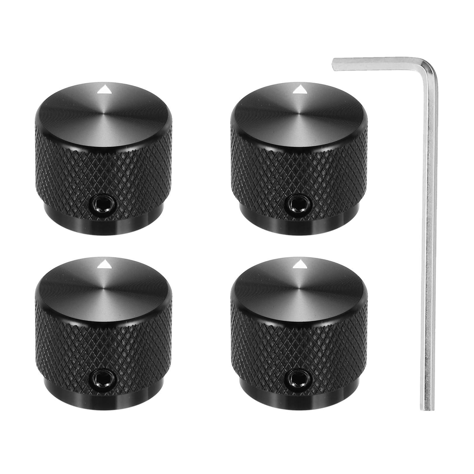 Boutons de potentiomètre universels en aluminium noir de 6mm pour réglage de guitare x4