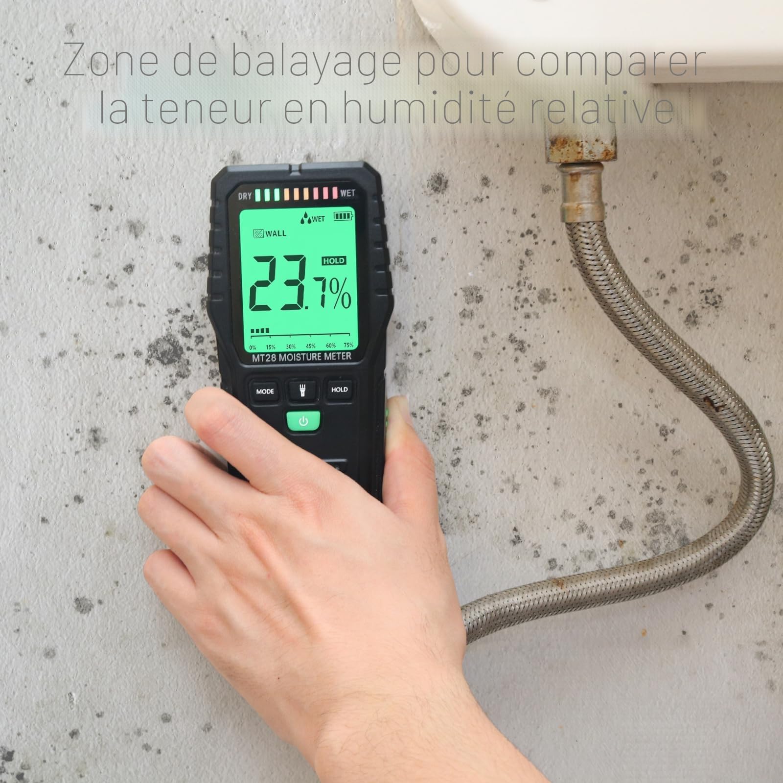 Testeur Humidité Humidimètre Numérique sans Broche Détecteur d'humidité en Papier pour Bois Matériaux de Construction