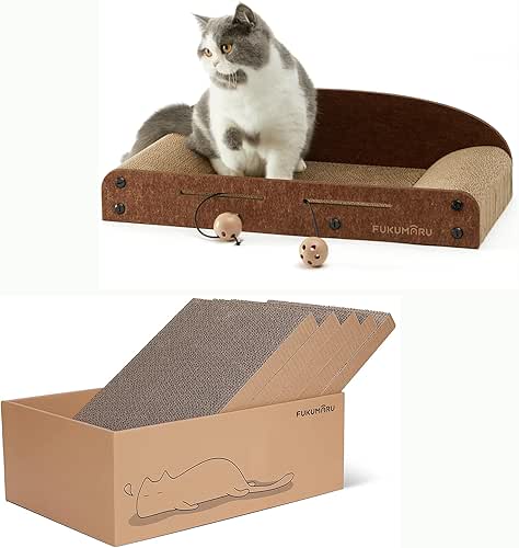 FUKUMARU Cat Scratcher, 21 Inch Cat Scratch Lounge and 5