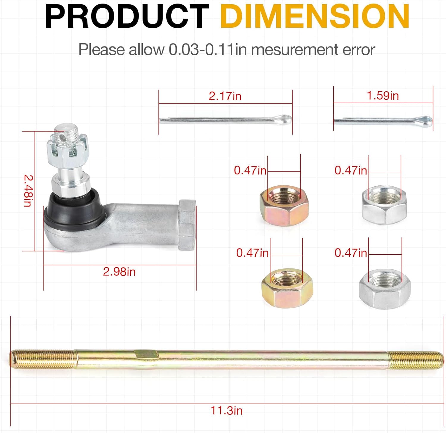 Tie Rod Ends Kits For Honda TRX350 Rancher 350 TRX400 Rancher 400 2000-2007 53158-HP5-003 53158-HC4-003,Left & Right
