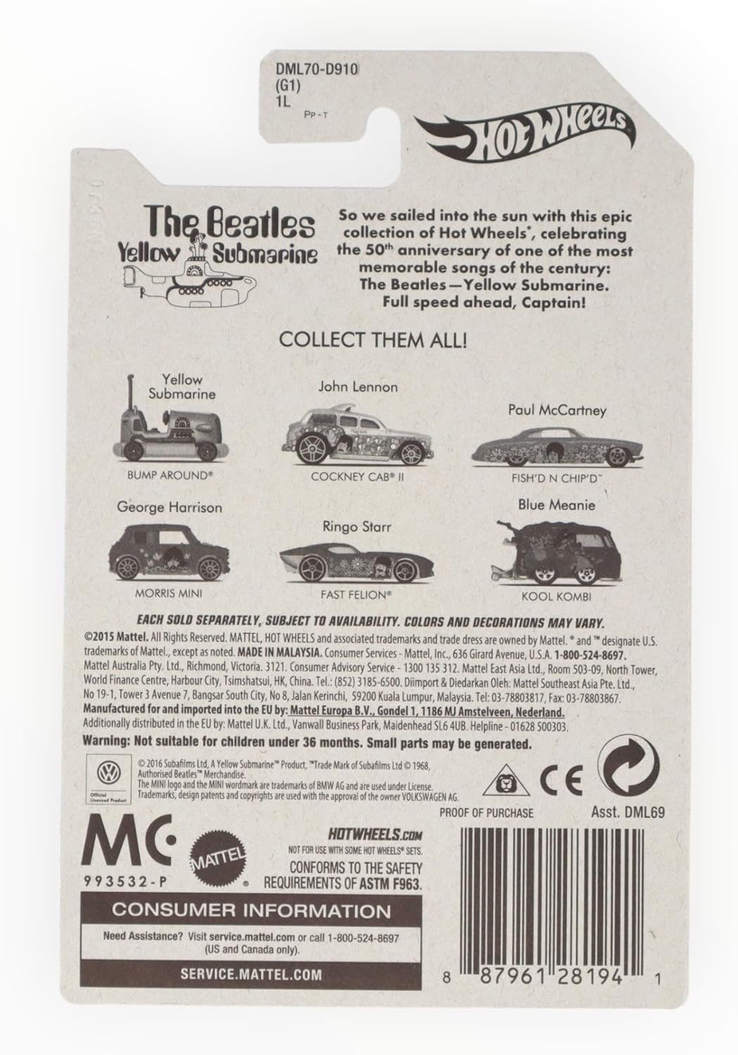 Hot Wheels Cockney Cab II, The Beatles Yellow Submarine