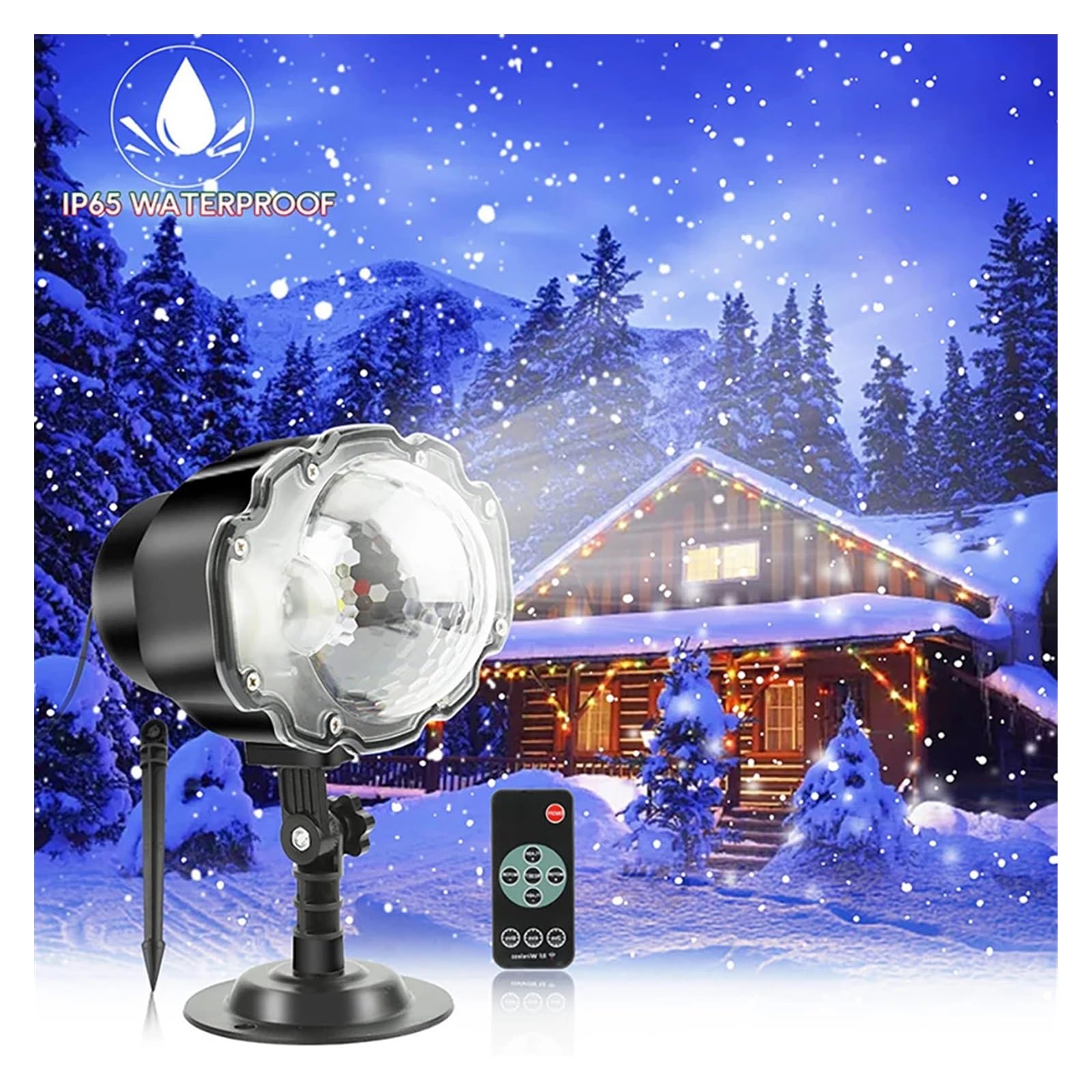 Projektor Weihnachten, LED Weihnachten Schnee Projektion Licht Outdoor Indoor Bühne Lichter Familie Party Festliche Atmosphäre Licht Neujahr Festliche Licht(White Light)